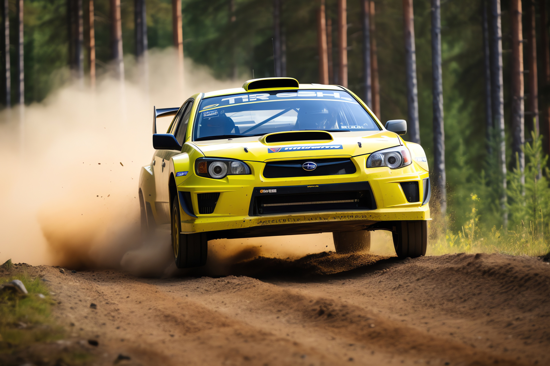 Subaru rally action, Finnish terrain, World Rally Championship, Auto aerodynamics, Motorsport light trails, HD Desktop Image