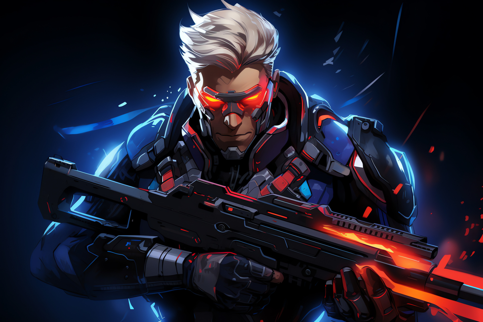 Overwatch, Soldier 76, Tactical visor, Military gear, Sci-fi shooter game, HD Desktop Wallpaper