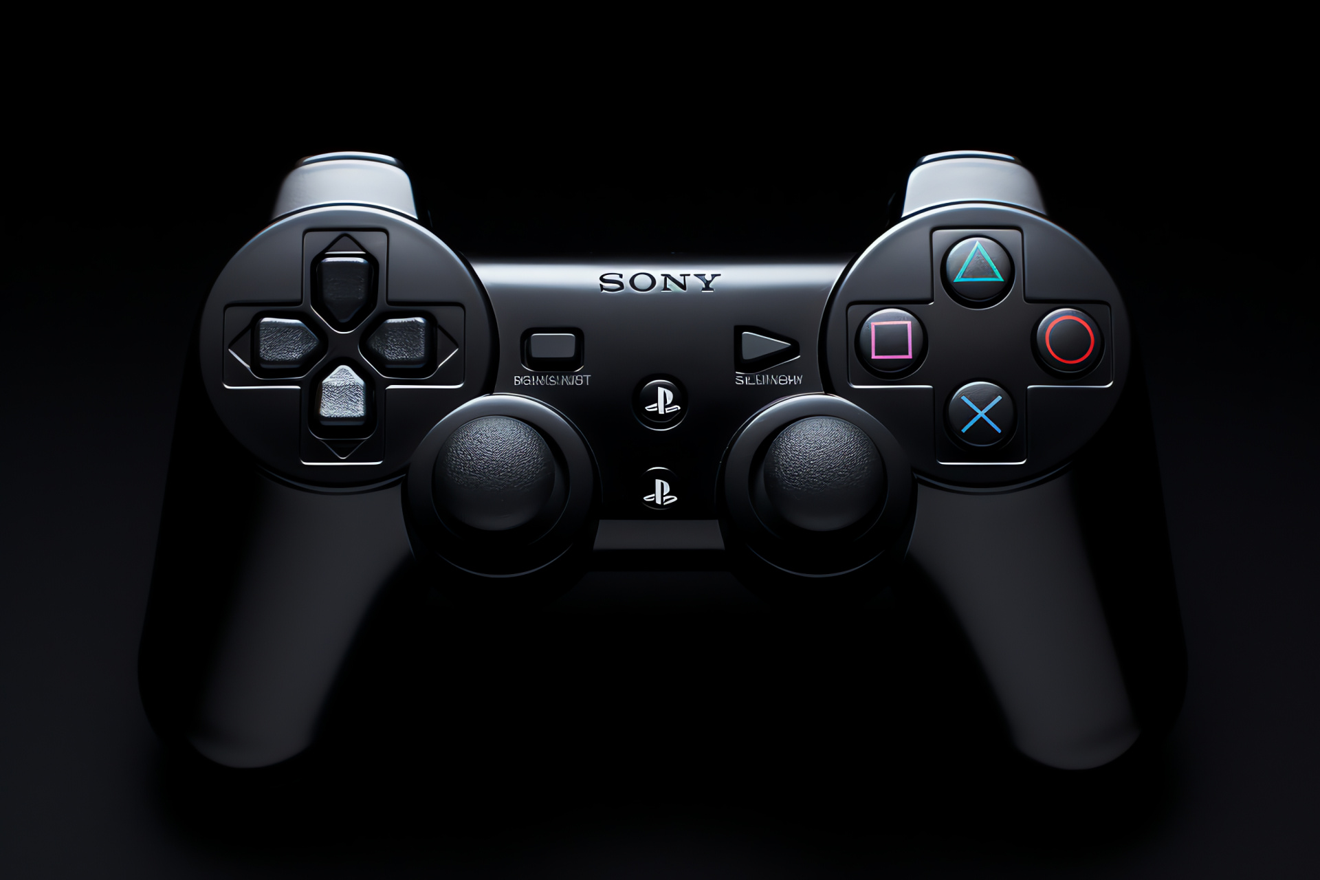 Gaming controller, Obsidian hue, Streamlined design, Iconic PlayStation buttons, Dual joysticks, HD Desktop Image