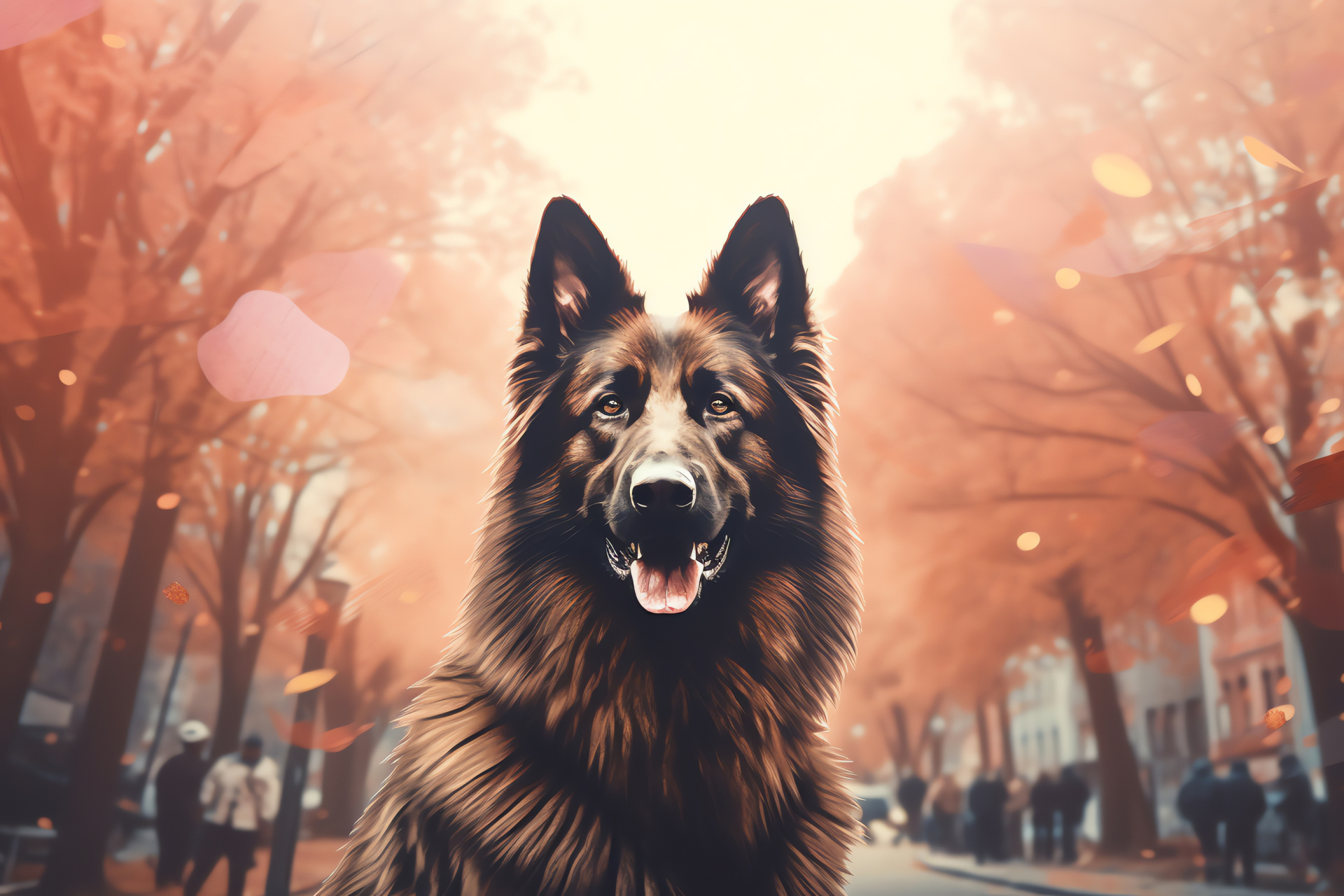 Police dog Tervuren, Mahogany coat, Law enforcement, Silky fur animal, Watchful eyes, HD Desktop Image