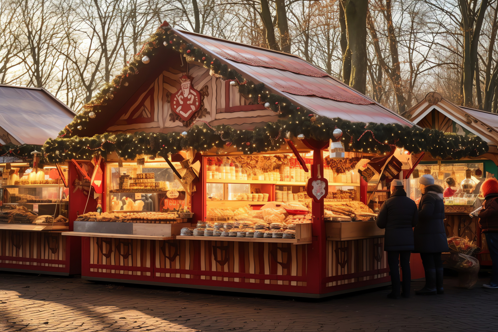 Festive season, Rural village, Yuletide market, Timber booths, Artisan goods, HD Desktop Wallpaper