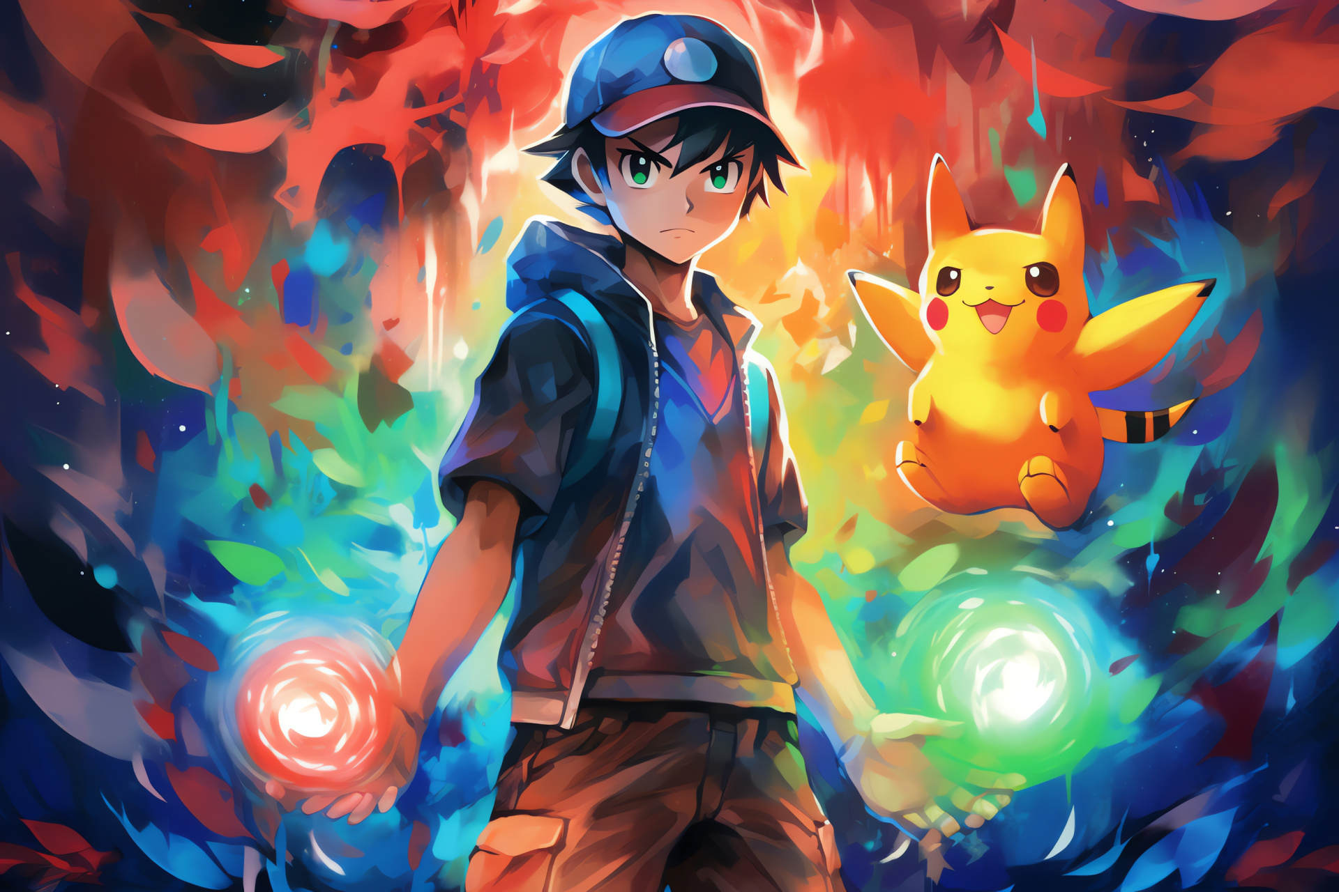 Ash Ketchum avatar, animated trainer, pivotal character, peaked headgear, steadfast facial features, HD Desktop Image