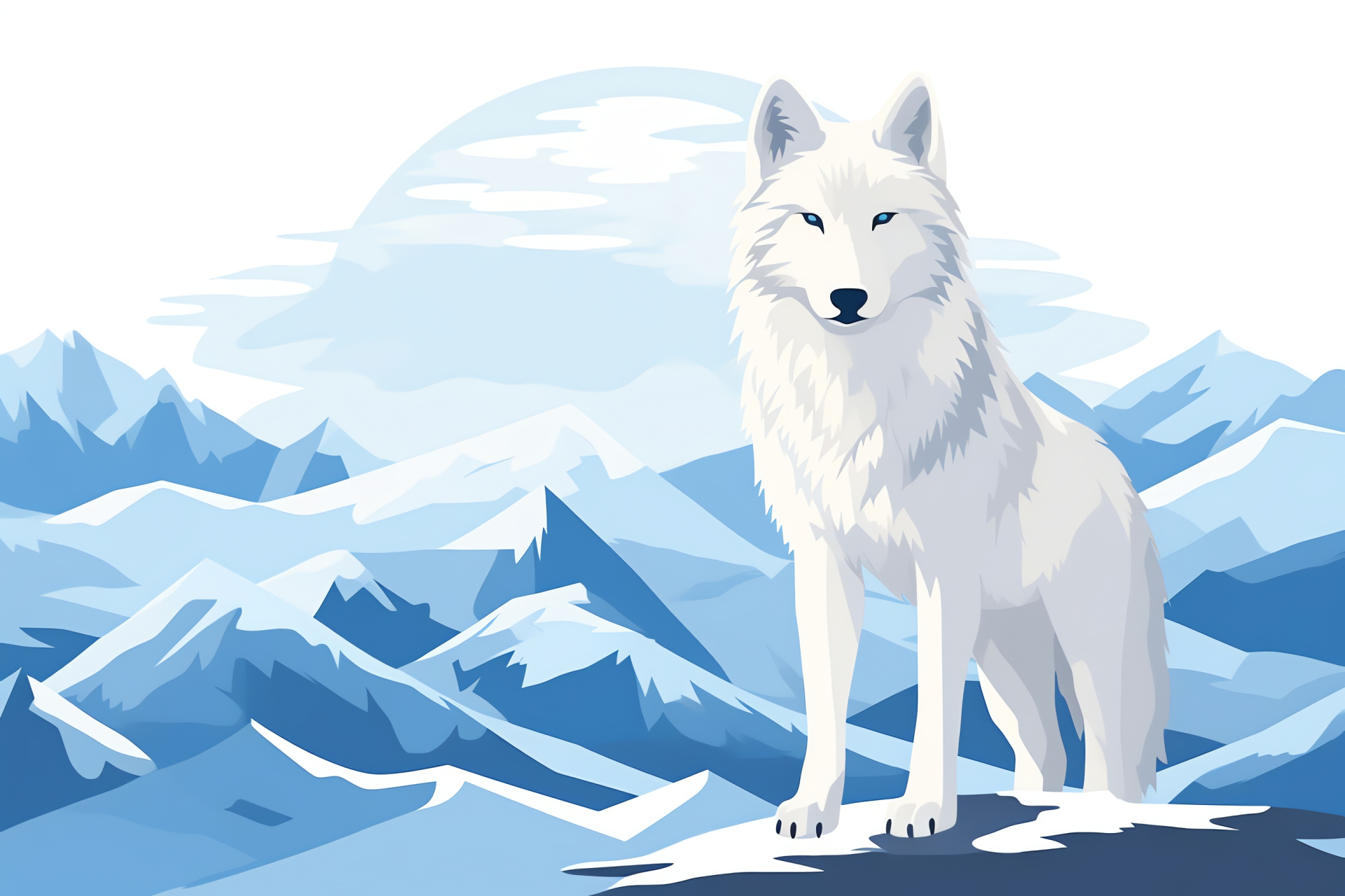 Wintry wildlife scene, Arctic wolf presence, Midnight sun landscape, Alabaster fur glint, HD Desktop Image