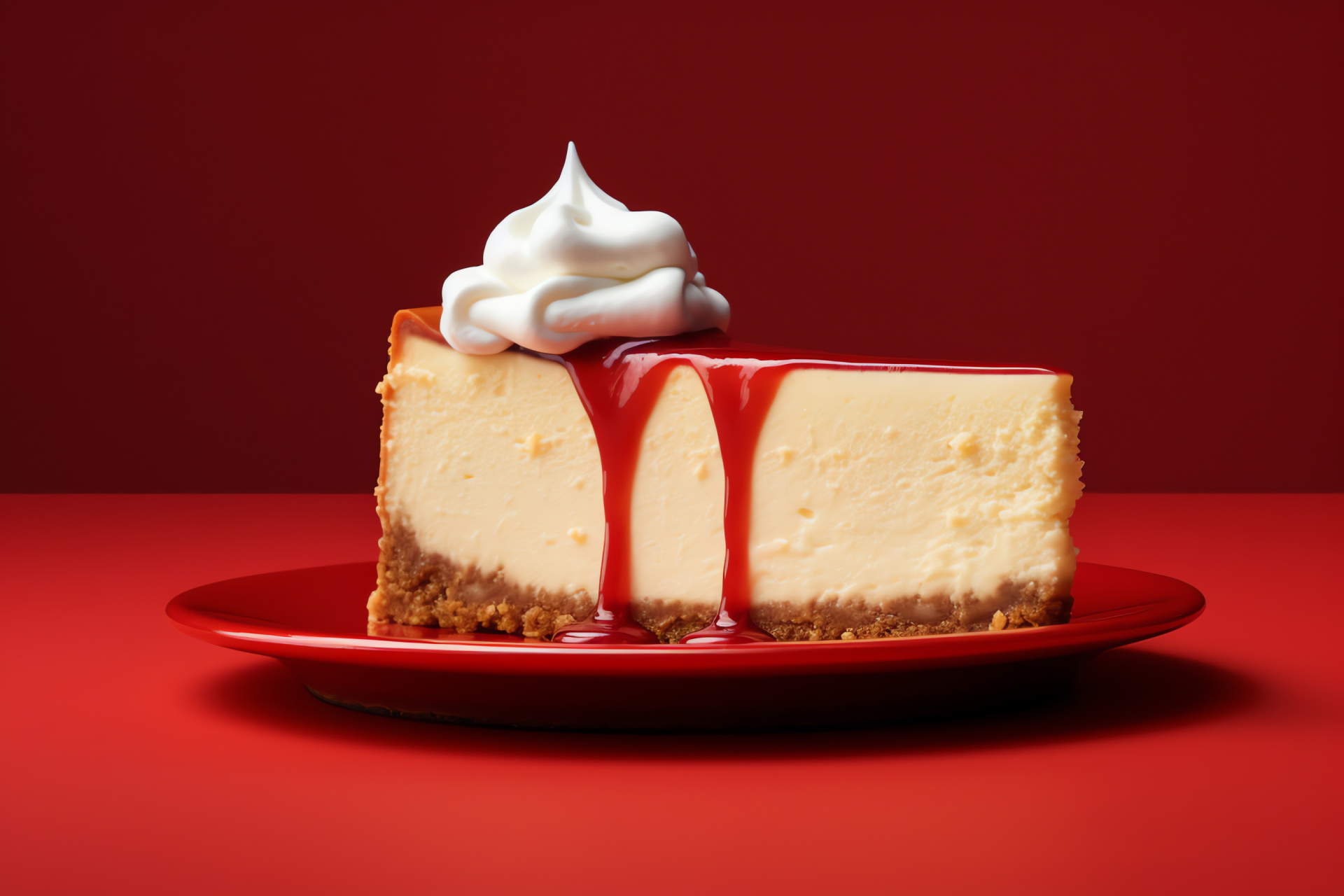 Creamy dessert, biscuit base, fruit coulis, light topping, sweet serving, HD Desktop Wallpaper