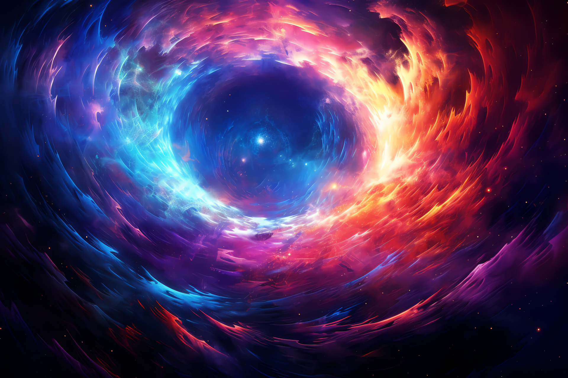 Space-time bridge, Galactic tunnel reality, Astronomical passageway, Interstellar Rift depiction, Vibrant space hues, HD Desktop Image