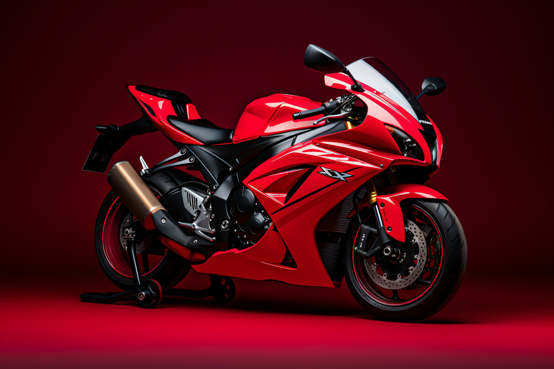 Suzuki GSXR 750, Overhead shot, Sportbike showcase, Red hues, Monochromatic setting, HD Desktop Image