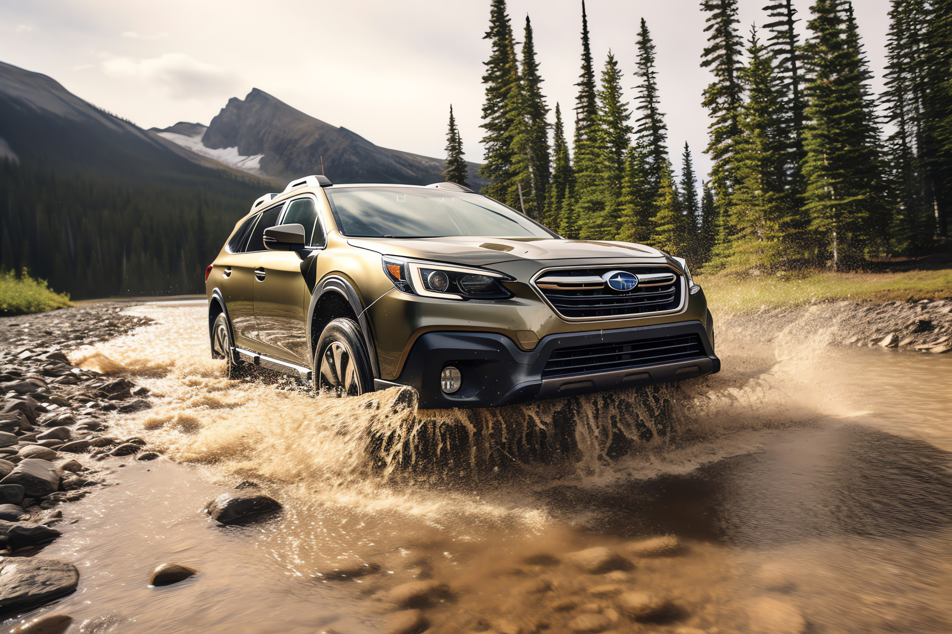 Subaru Outback SUV, Colorado adventure, AWD technology, mountainous paths, inclined terrain, HD Desktop Image