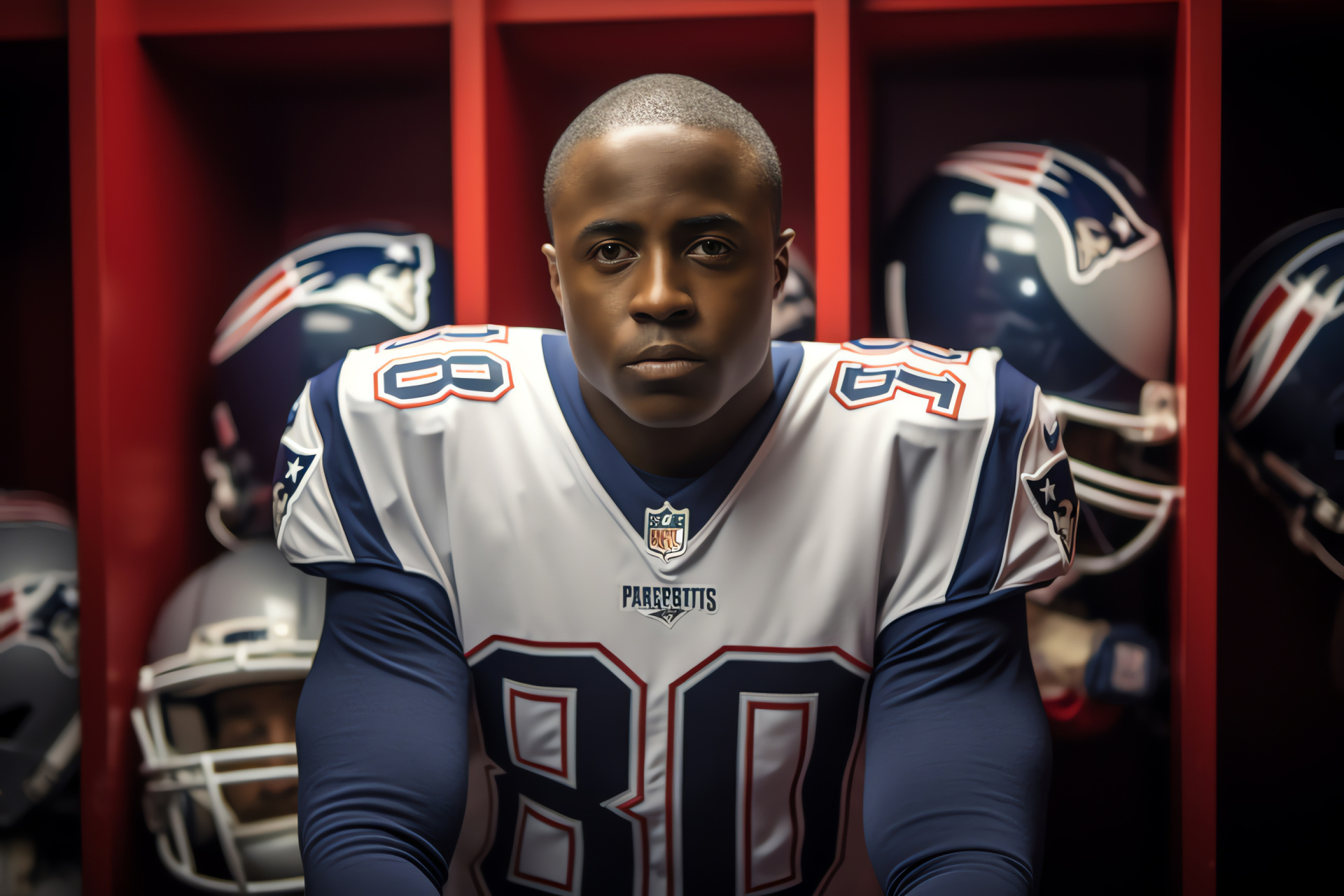 New England Patriots locker atmosphere, Matthew Slater oratory, team motivation, heartfelt moments, uniform hue, HD Desktop Image