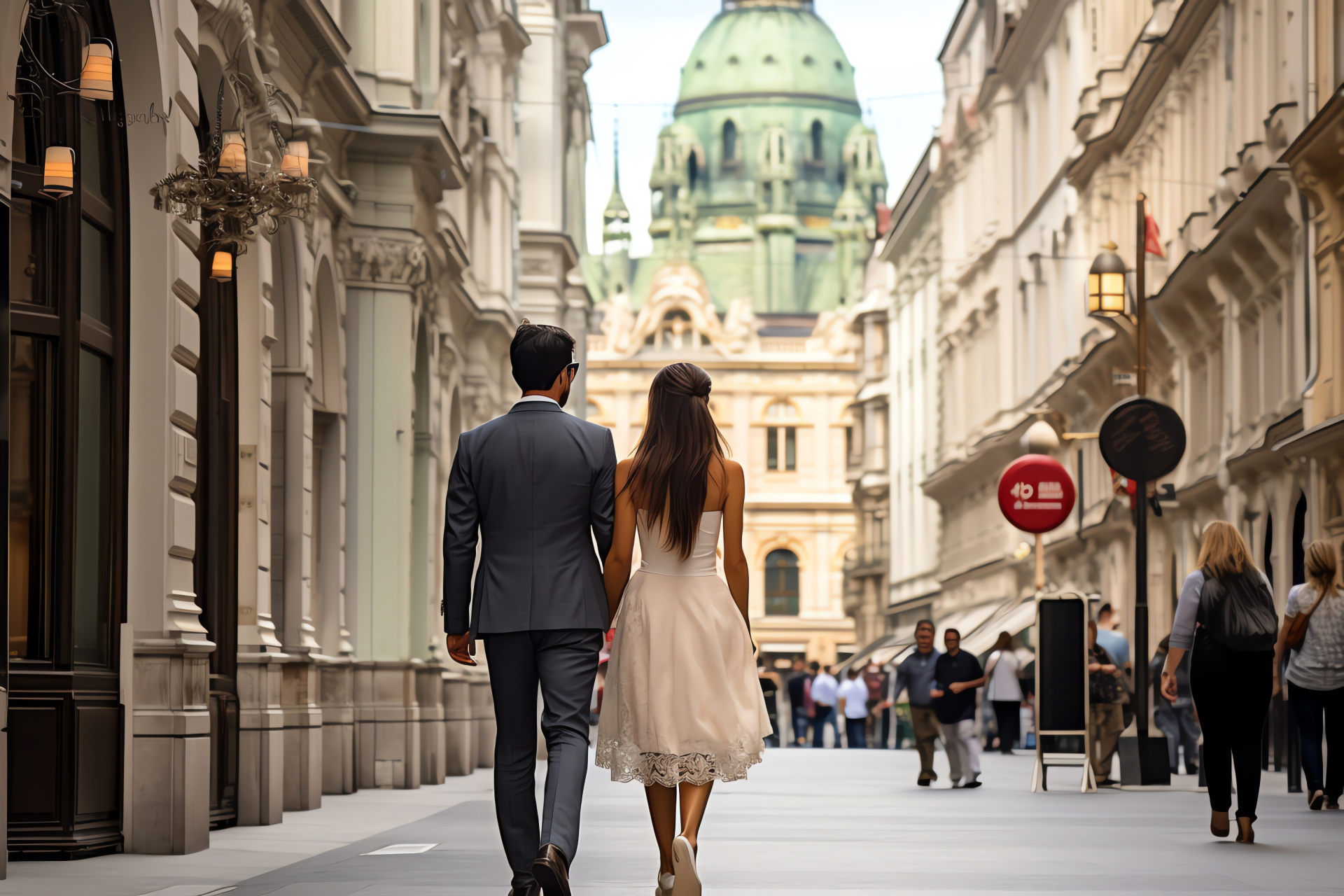 Anniversary in Vienna, Enamored couple, Baroque avenues, Majestic palaces, Imperial grandeur, HD Desktop Wallpaper