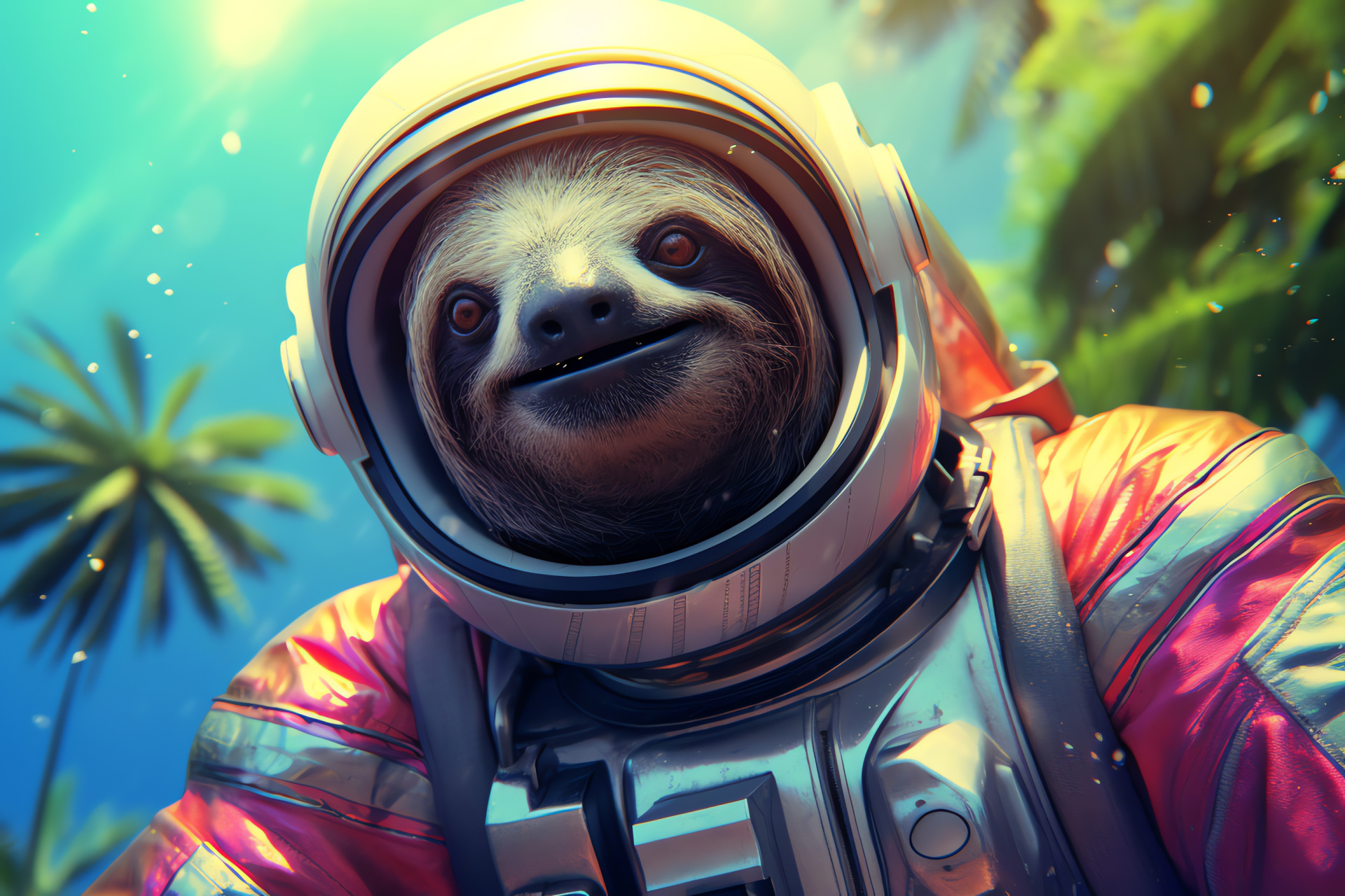 Sloth Astronaut, Interstellar sloth, Space exploration, Galactic habitat, Extra-terrestrial flora, HD Desktop Wallpaper