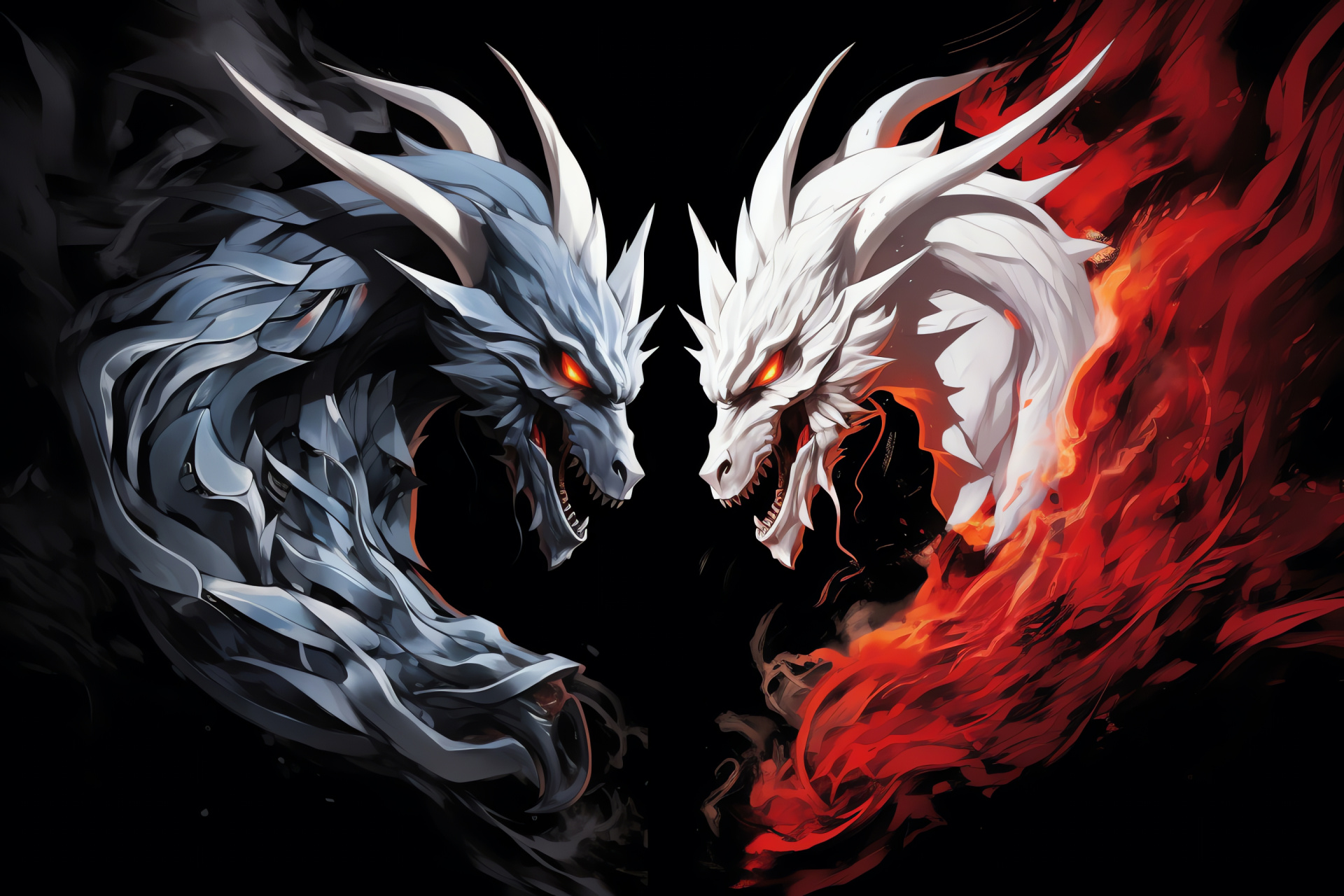 Reshiram versus Zekrom, Legendary forces, Vast White and Deep Black, fabled duel, Unova region lore, HD Desktop Wallpaper