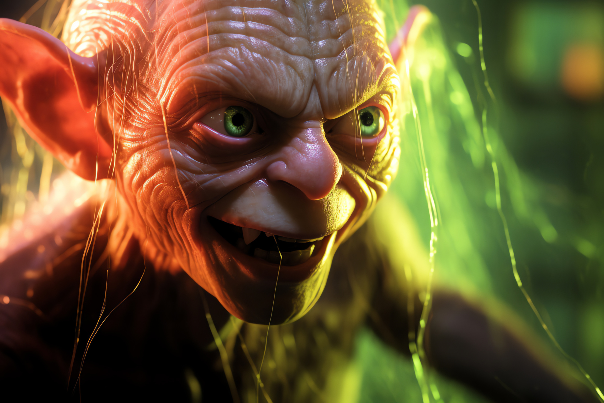 Smeagol despair, Gollum animation, Expressive creature, Malnourished figure, Fantasy film character, HD Desktop Wallpaper