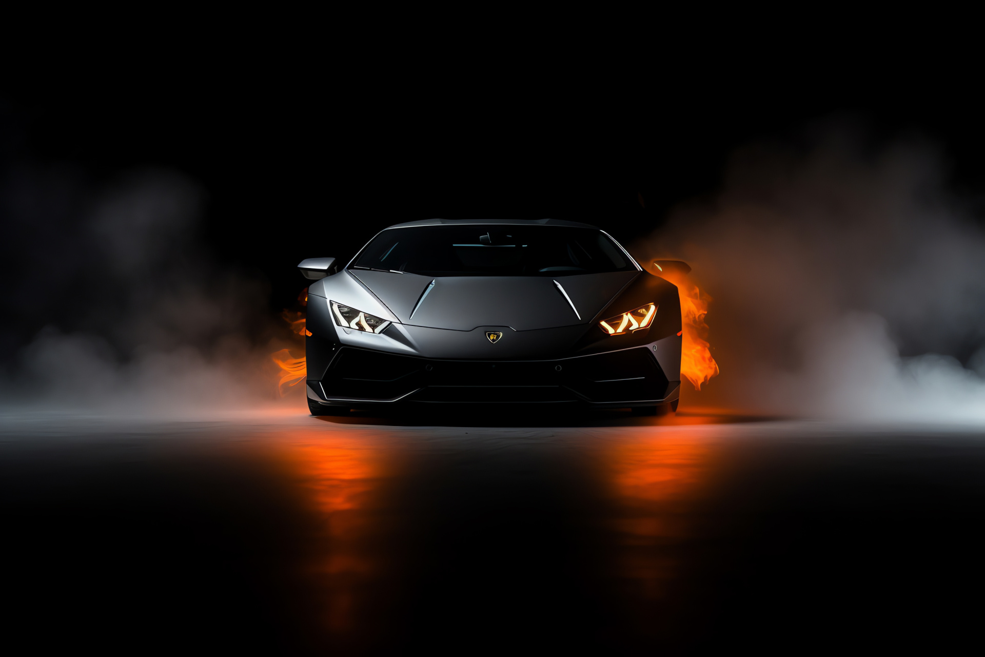 Lamborghini Huracan STO, Vibrant Orange, Luxury track car, Auto enthusiasm, Simplistic black setting, HD Desktop Image