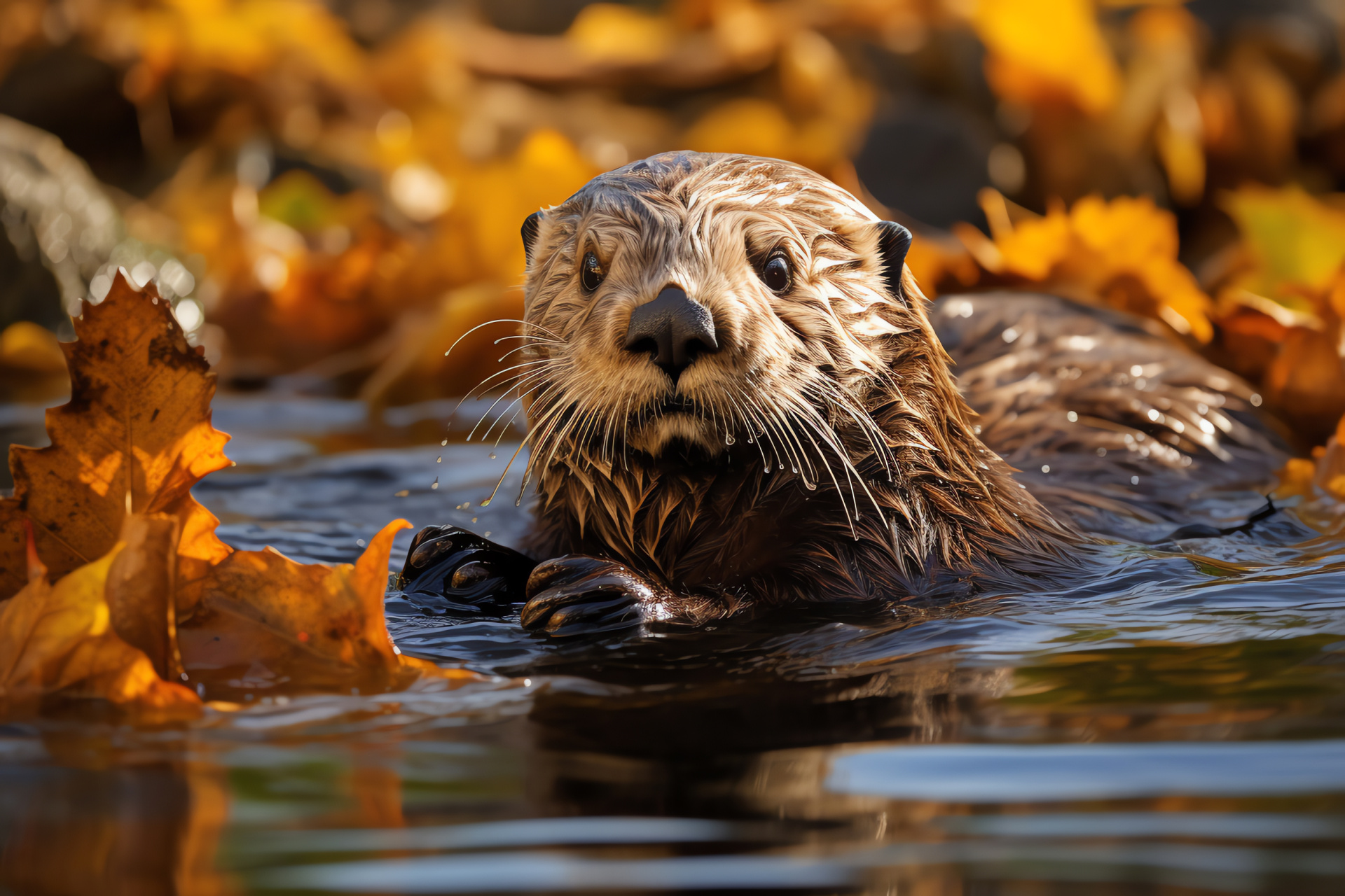 Sea otter, marine ecosystem, foraging behavior, Pacific kelp forest, coastal mammal, HD Desktop Wallpaper