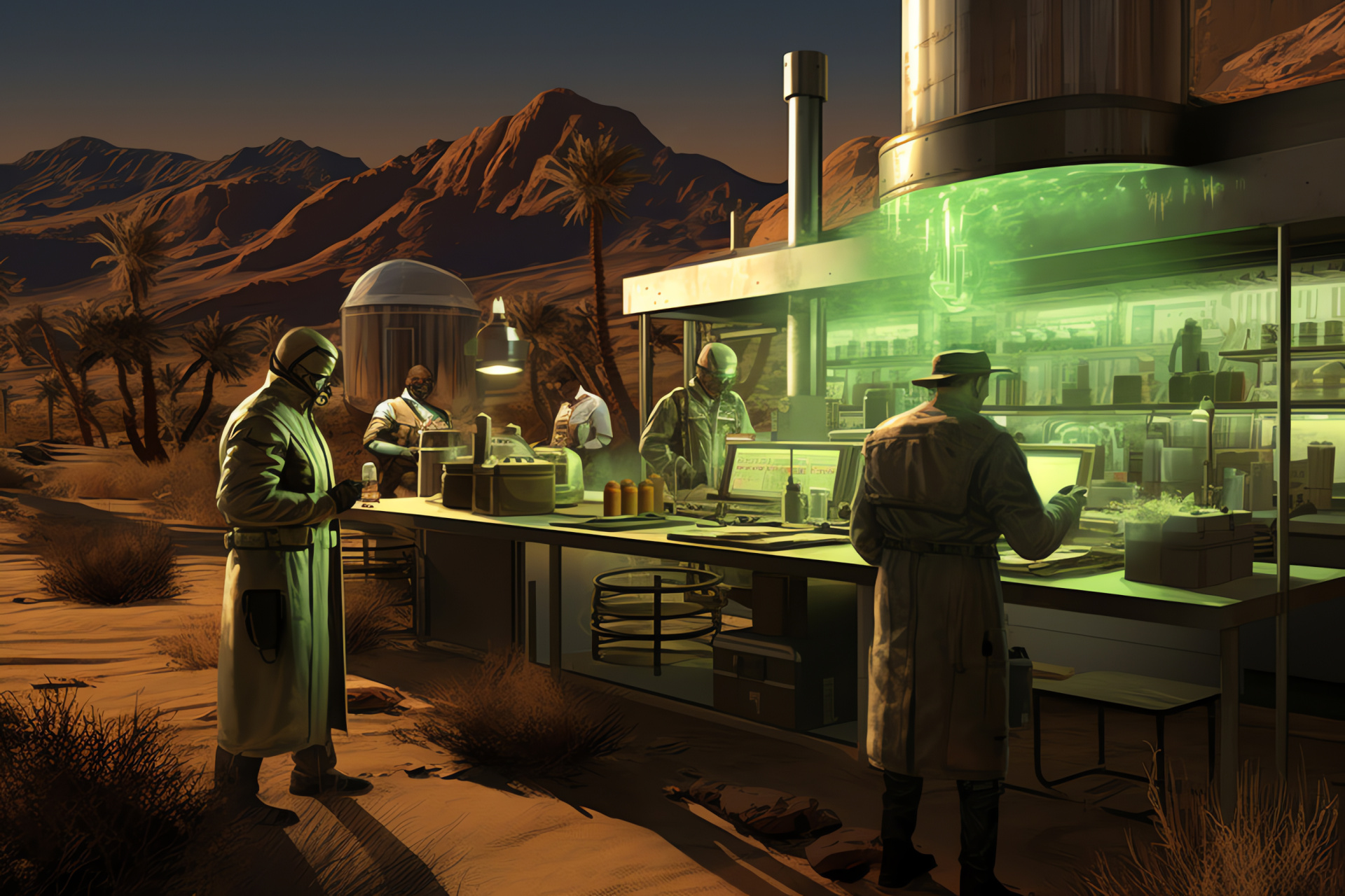 New California Republic lab, Scientific facility, Desert research, Wasteland experiments, Science team, HD Desktop Wallpaper