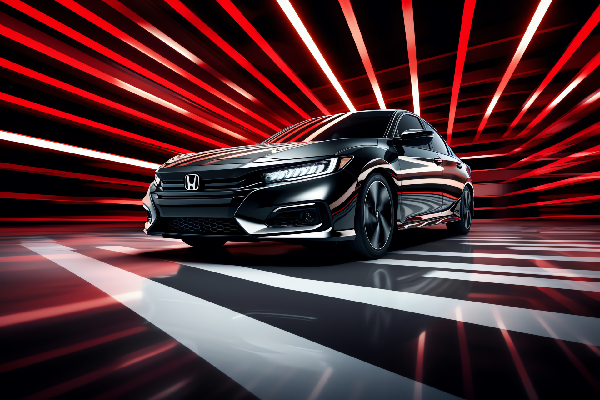 Honda Vtec technology, Type R model, performance sedan, monochromatic scheme, dynamic patterns, HD Desktop Image