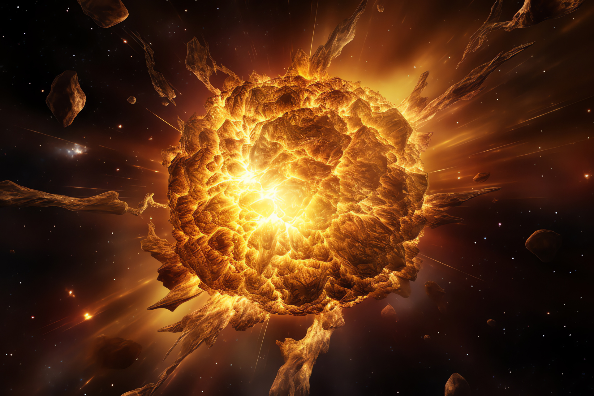 Cosmic supernova grandeur, Space event magnitude, Galactic core blast, Astral star cataclysm, Celestial immensity, HD Desktop Wallpaper