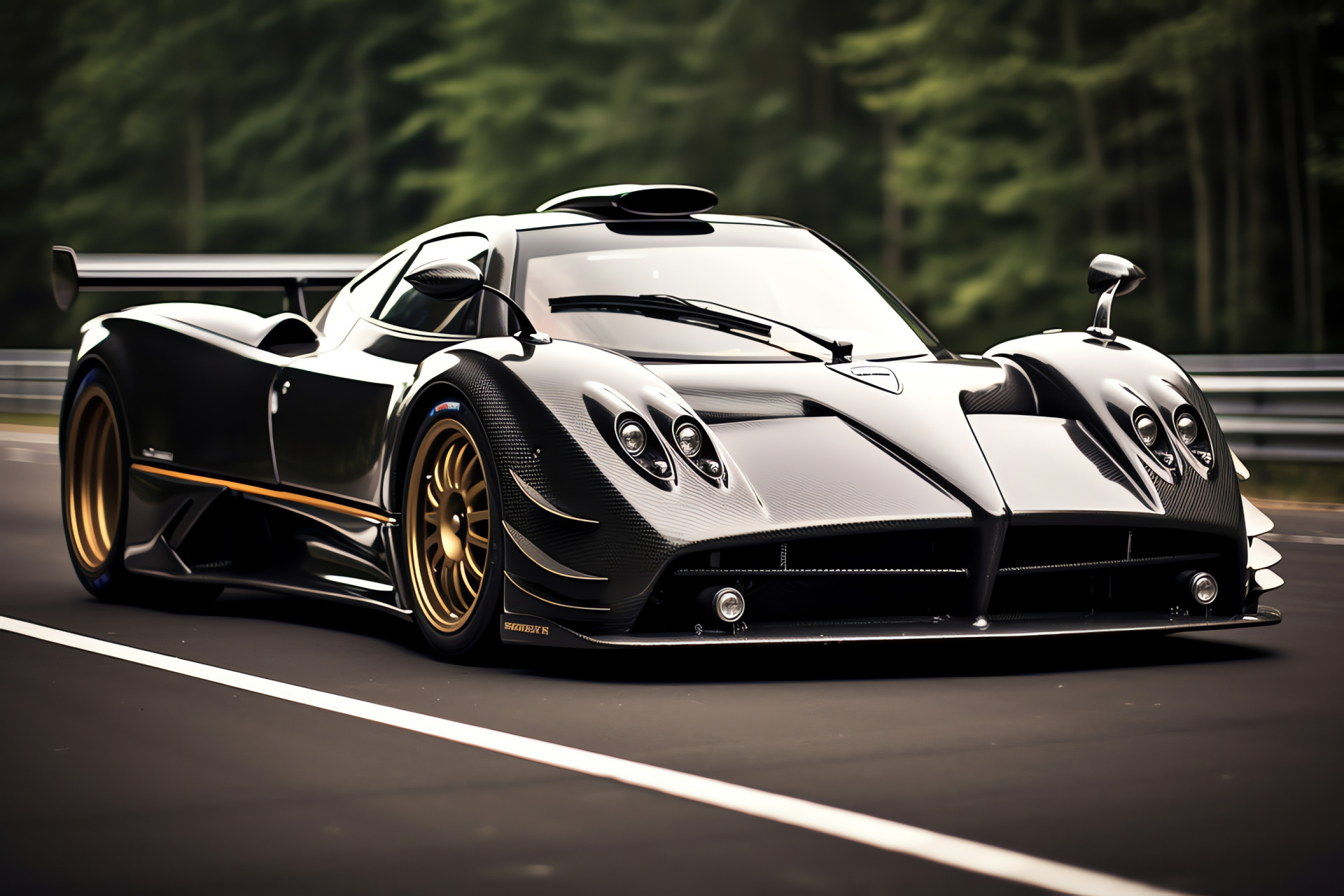 Pagani Zonda F, Nrburgring challenge, engineering marvel, sleek contours, posture of readiness, HD Desktop Wallpaper