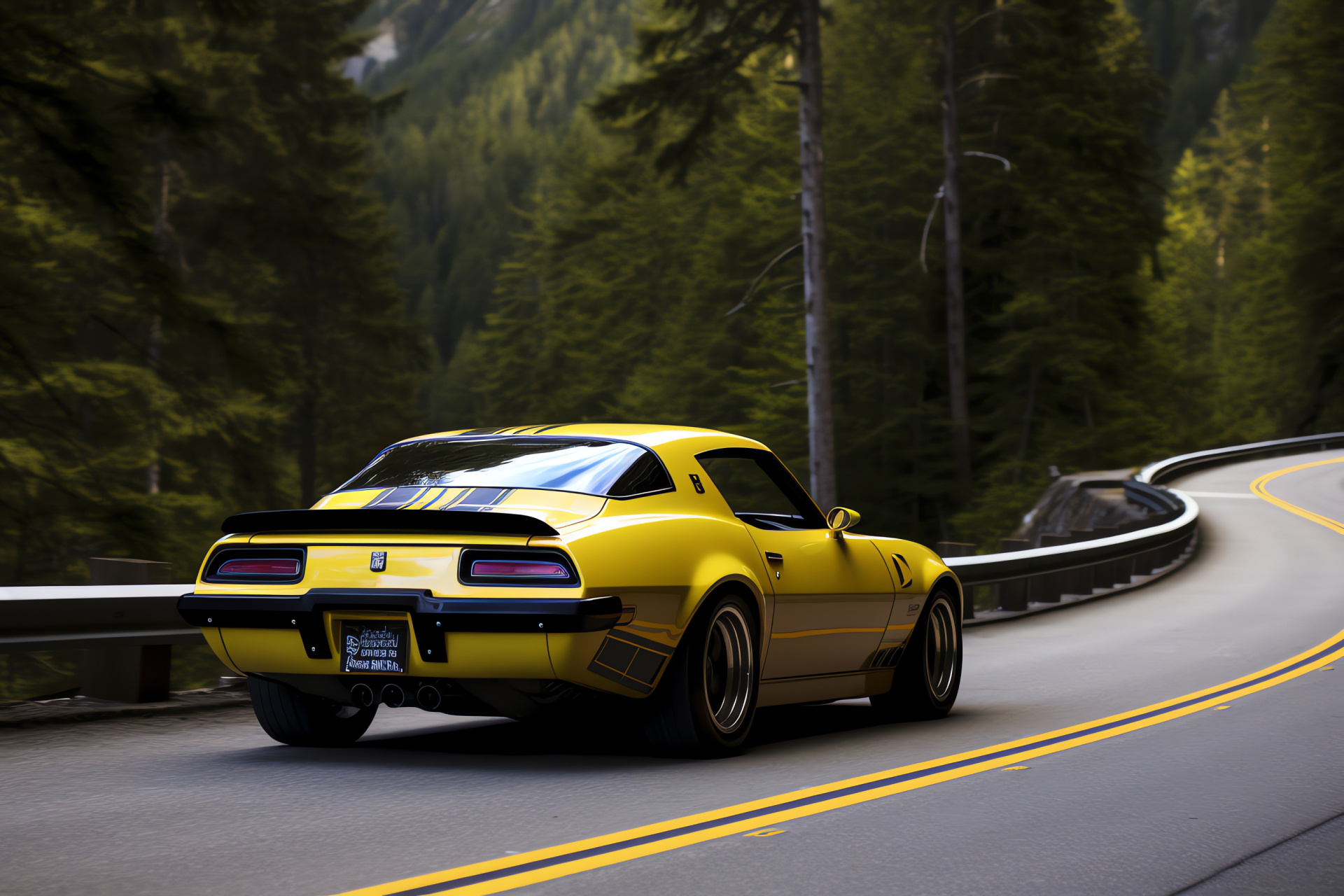 Pontiac Firebird Trans Am, Classic American muscle, Performance exhaust, Scenic drive, Iconic design, HD Desktop Image