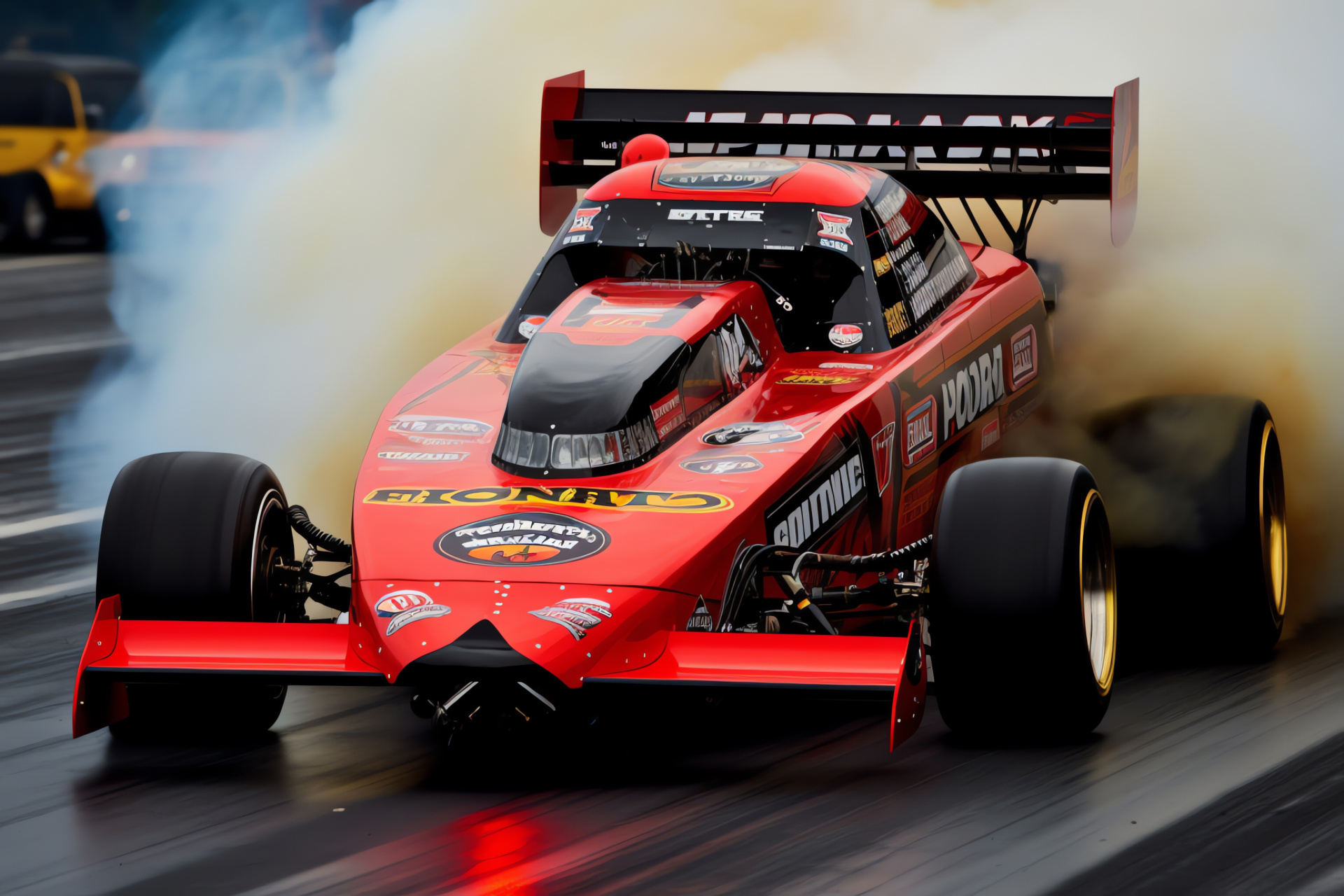 NHRA event, Bristol Dragway competition, Nitro-burning Funny Car, High-horsepower spectacle, Racing posture, HD Desktop Wallpaper