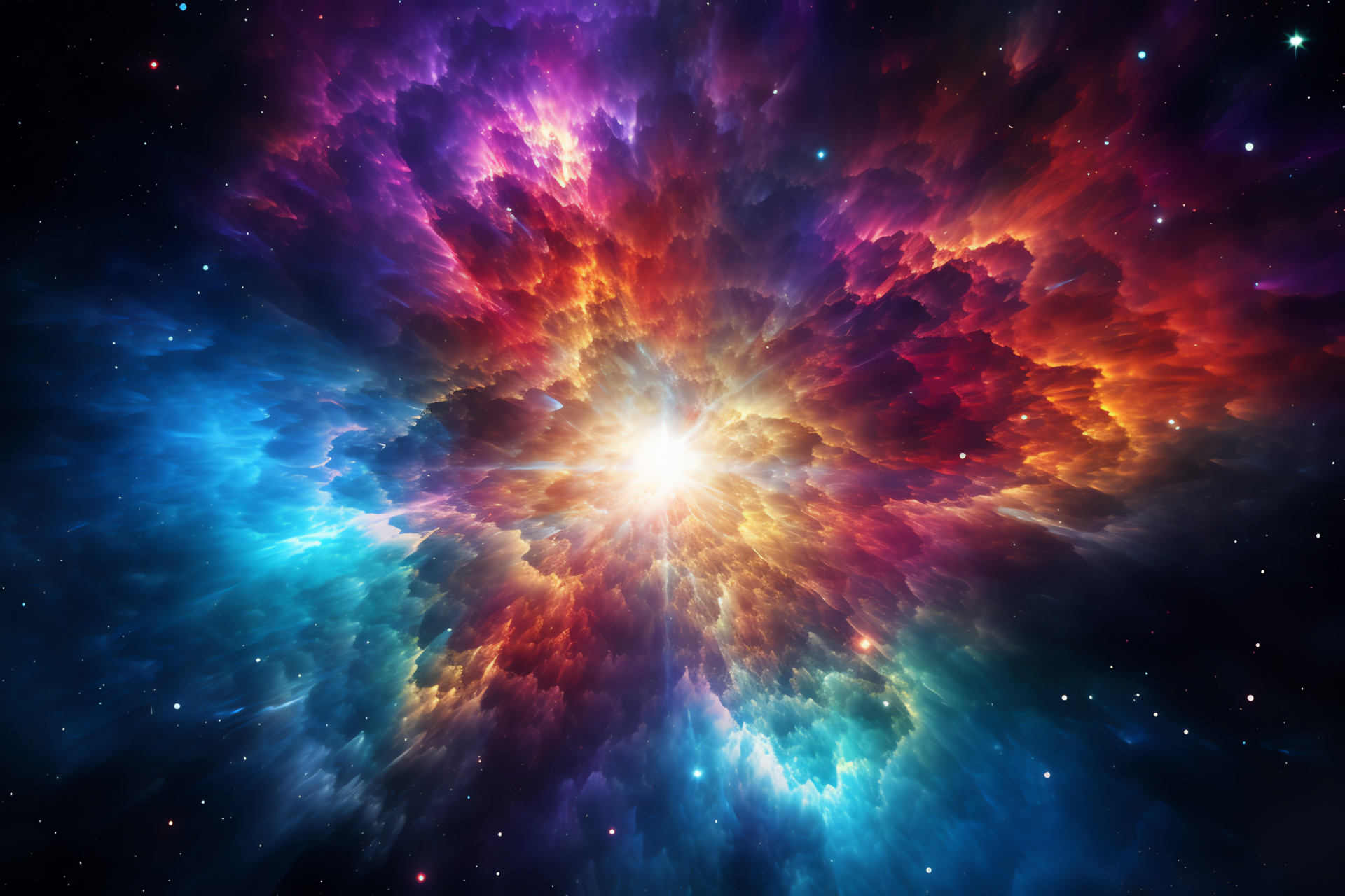 Fireworks in space, Star climax, Space spectacle, Celestial colours, Nebula brilliance, HD Desktop Wallpaper