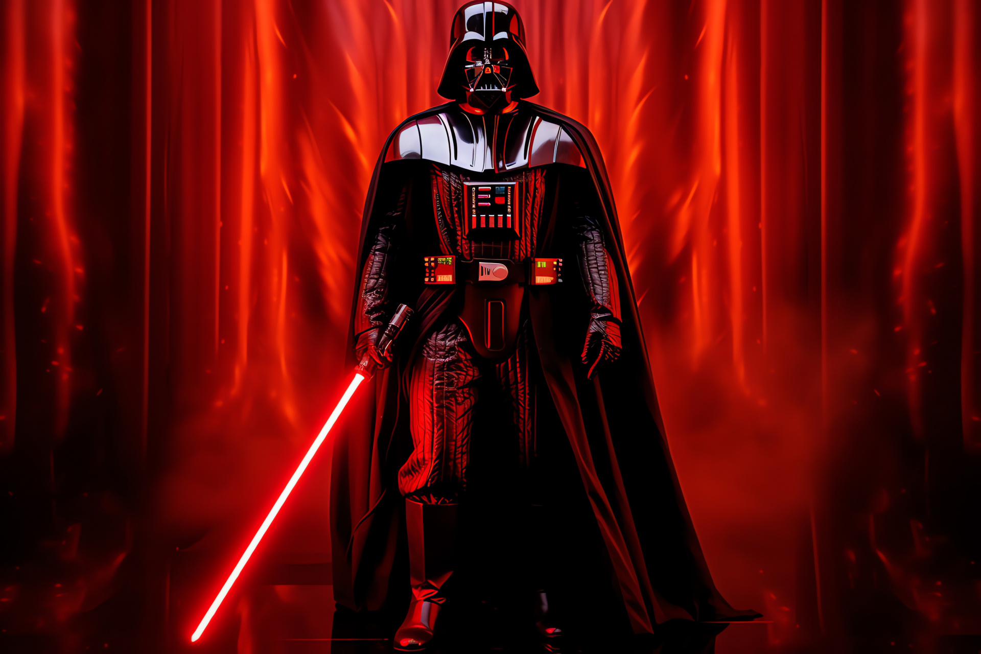 Vader Sith force, Star Wars nemesis, Dark side acumen, Ominous demeanor, Crimson blade, HD Desktop Image