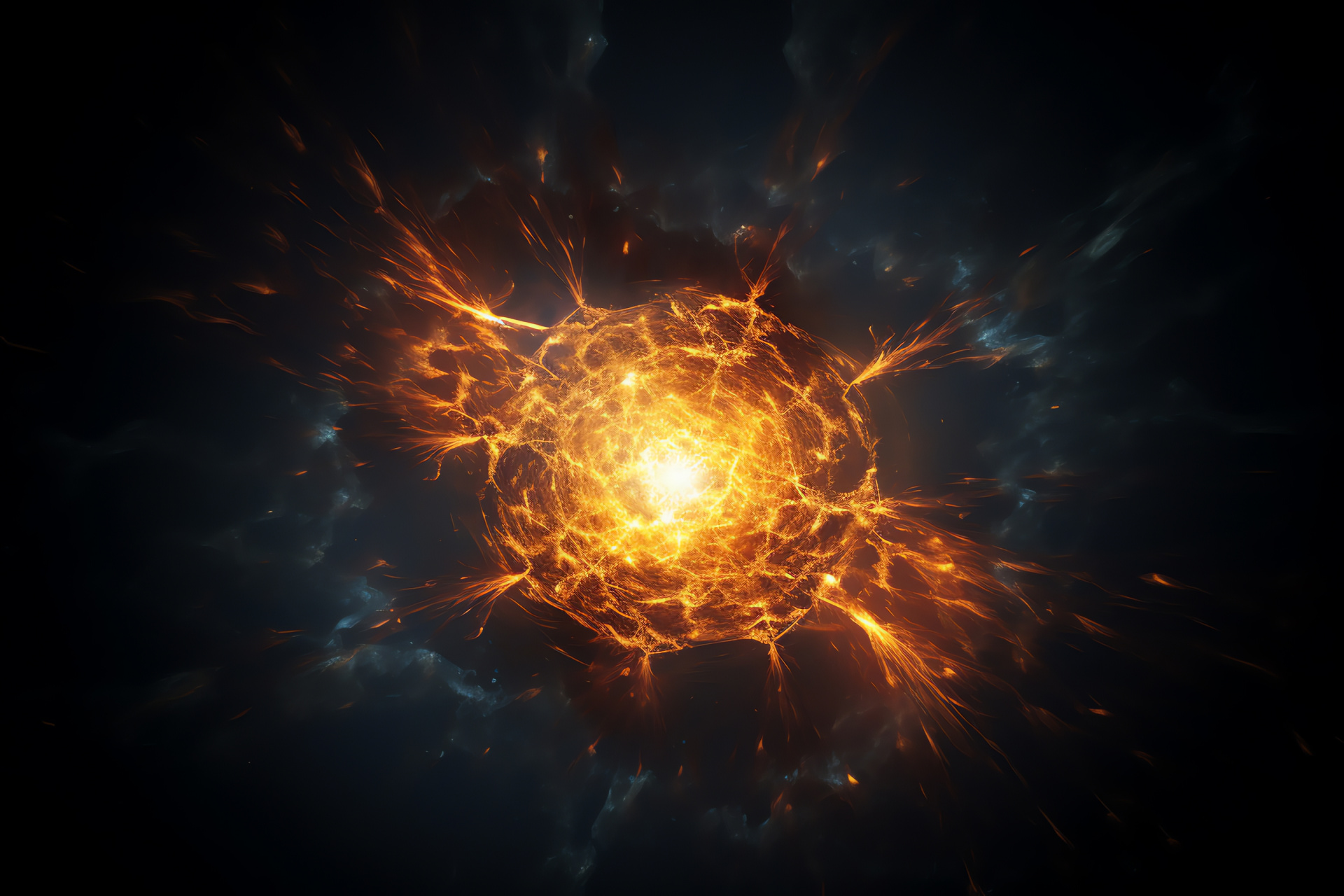 Cataclysmic supernova burst, Full-scale universe marvel, Fiery explosive display, Stellar life cycle, Radiant cosmos, HD Desktop Image