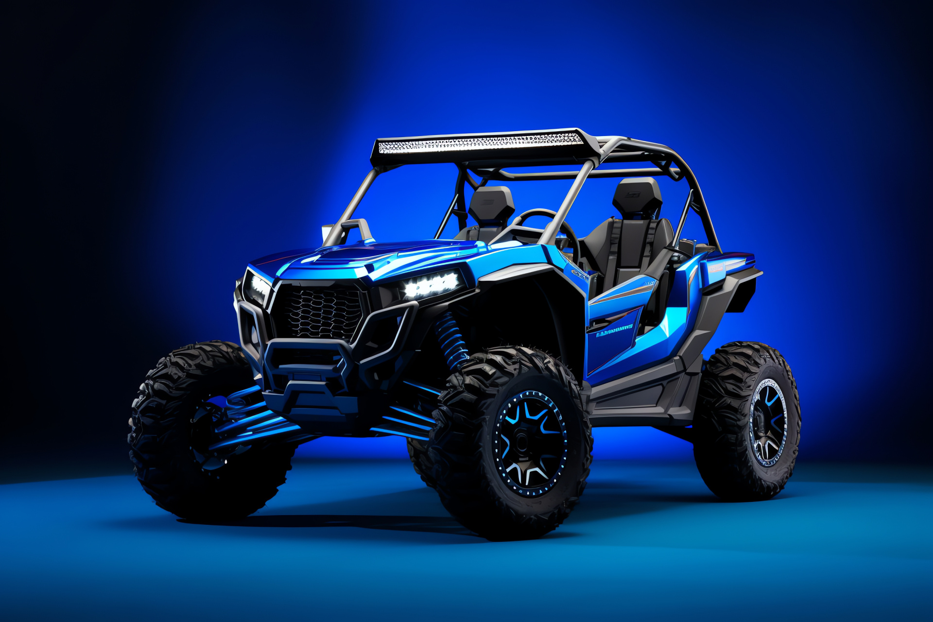 Polaris Rzr Turbo action, All-terrain conqueror, Vibrant blue presence, Performance-focused build, Off-road challenge, HD Desktop Image