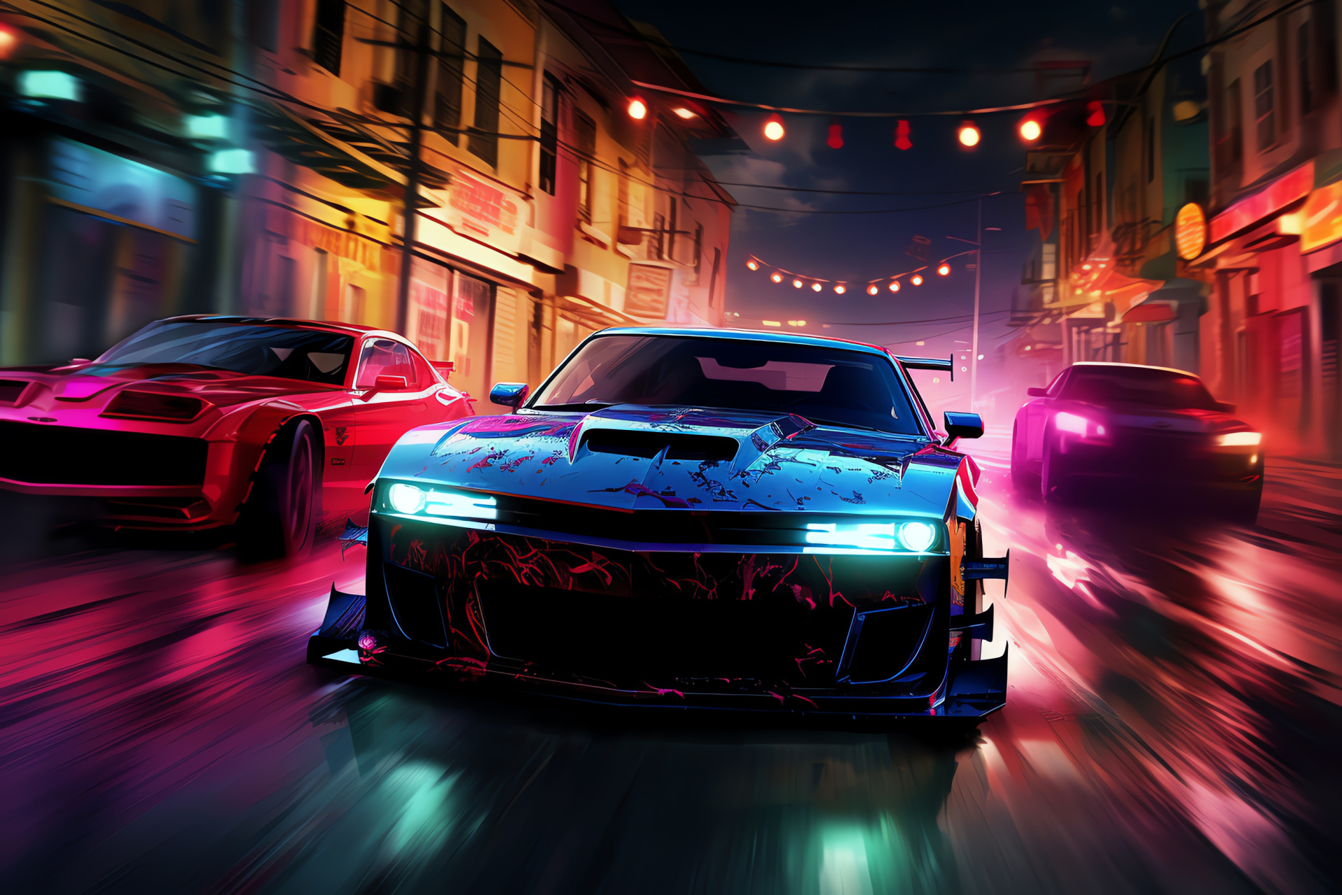 Rockport City escapades, Most Wanted showdown, Infamous Bull, Street racing clash, Fictitious adversaries, HD Desktop Image