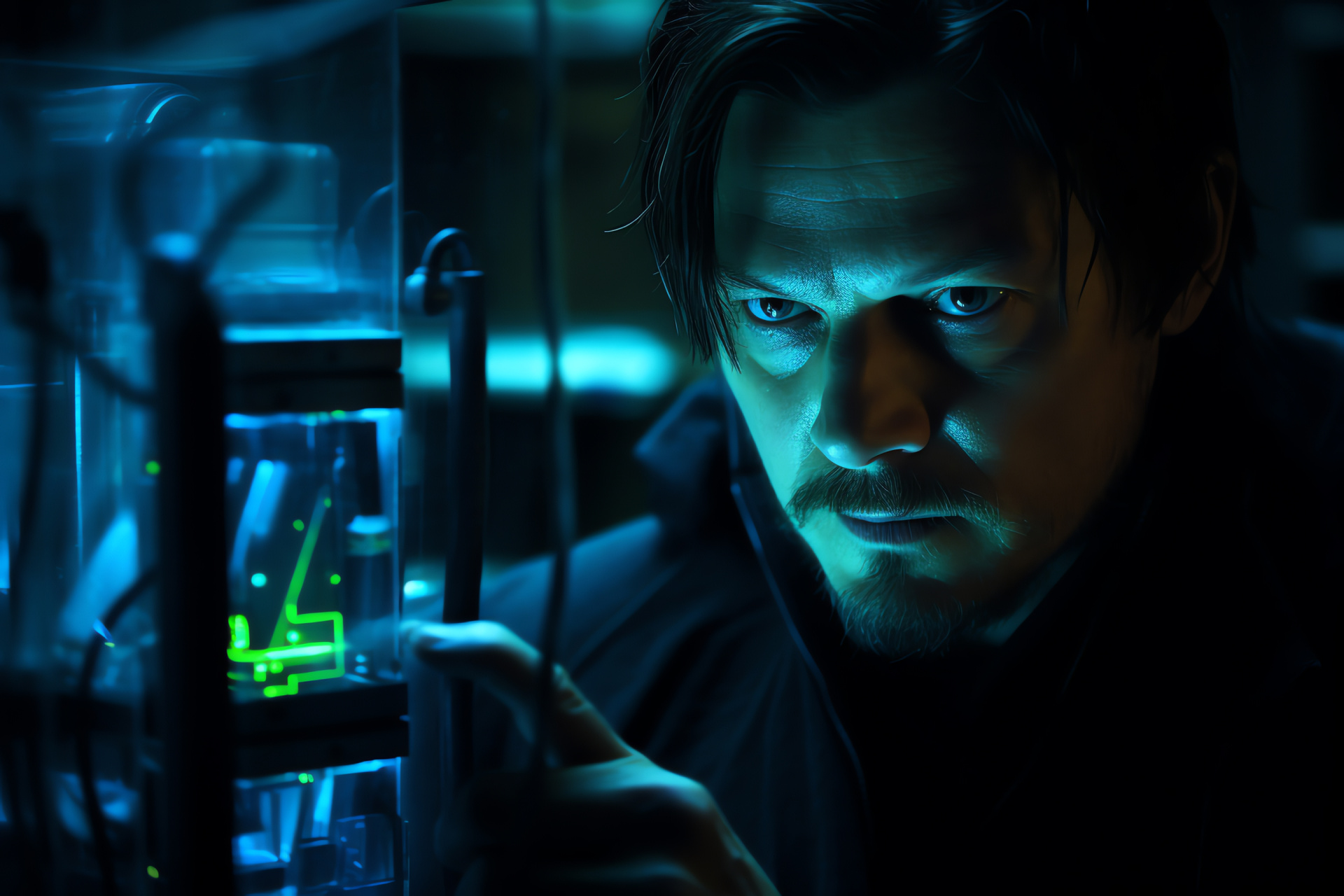 Actor Norman Reedus, Film scene capture, Intimate intensity, Surveillance concept, Encounter scenario, HD Desktop Image