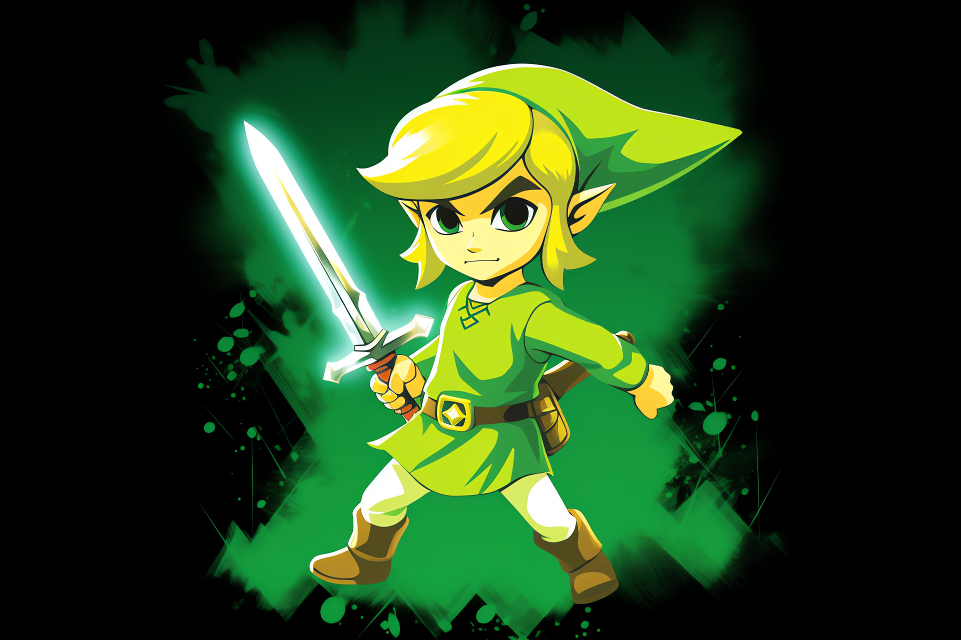 Toon Link, Signature attire, Oceanic journey, Gallant gaze, Hero's garb, HD Desktop Wallpaper