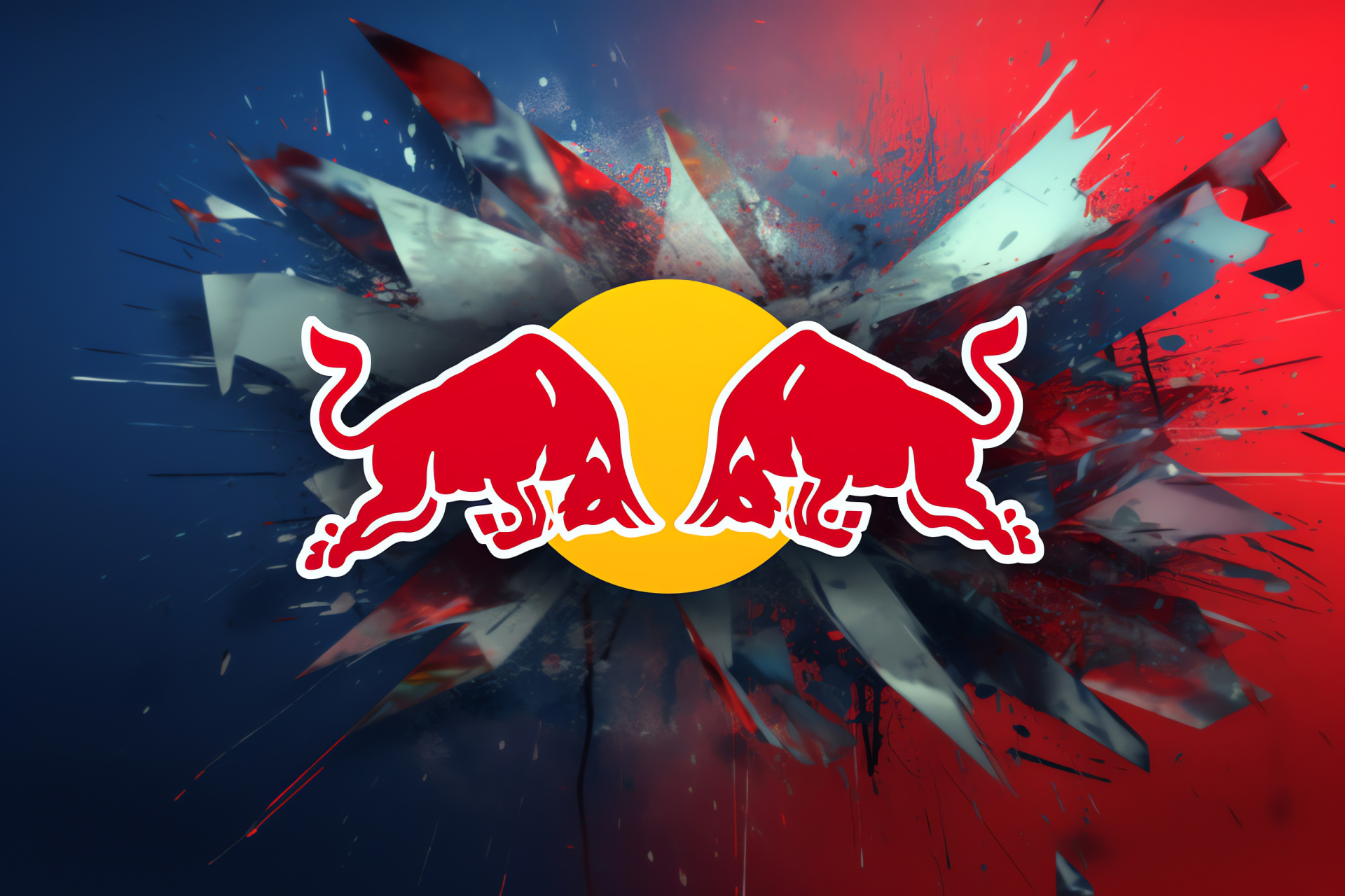 Red Bull advertising, Bull symbol, Bold red features, Competitive edge, High-energy drink concept, HD Desktop Wallpaper