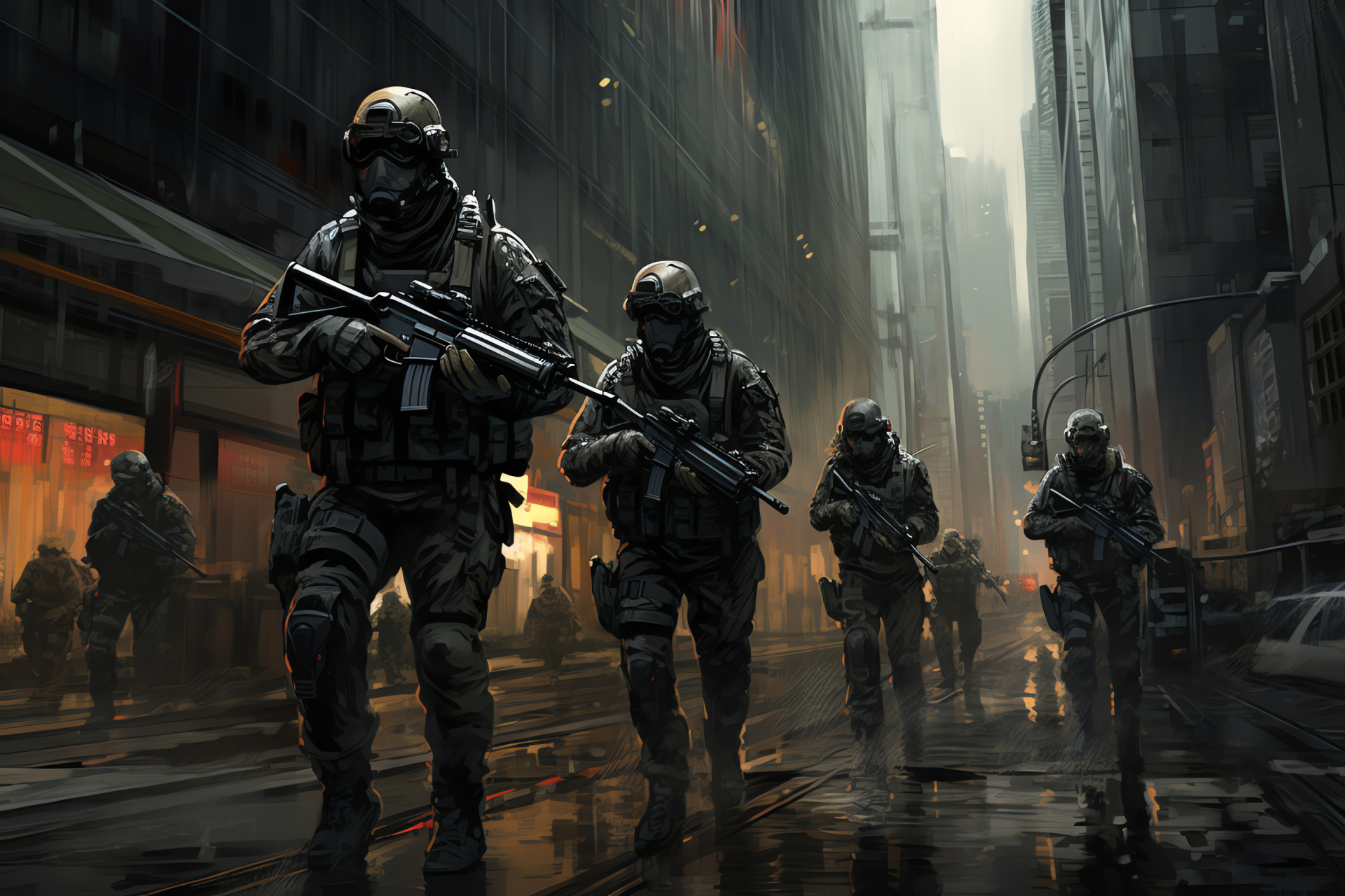 MW3 Tokyo mission, Elite unit, Urban infiltration, Nighttime strategy, Enemy stronghold, HD Desktop Image