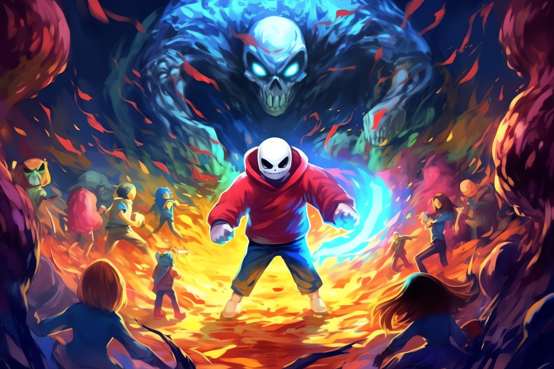 Sans character, Undertale scene, Strategic gameplay, Engaging encounter, RPG brilliance, HD Desktop Wallpaper