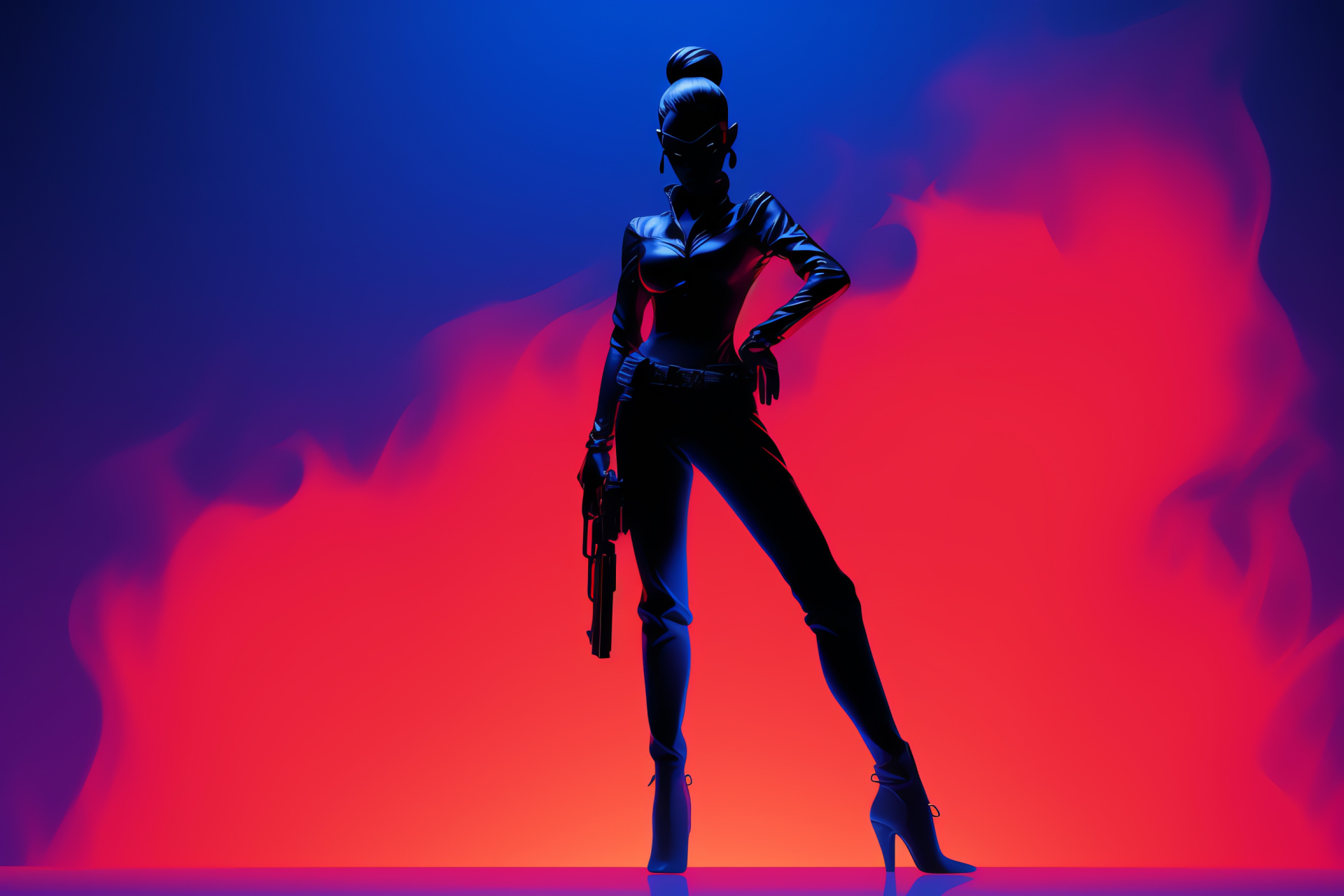 Deadly assassin Widowmaker, Overwatch's rouge agent, Crimson visual sensors, Stealthy video game character, Sniper precision, HD Desktop Image