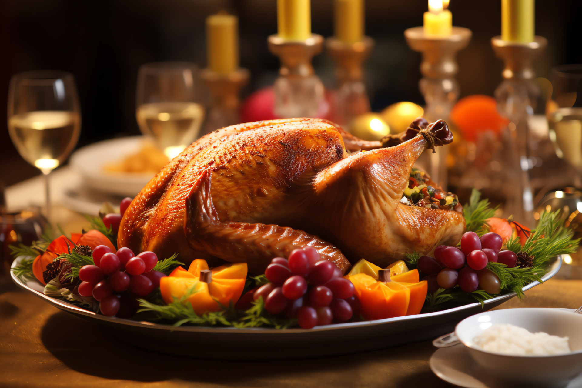 Carved bird, Basted perfection, Thanksgiving staple, Hearty sides, Family feast, HD Desktop Wallpaper