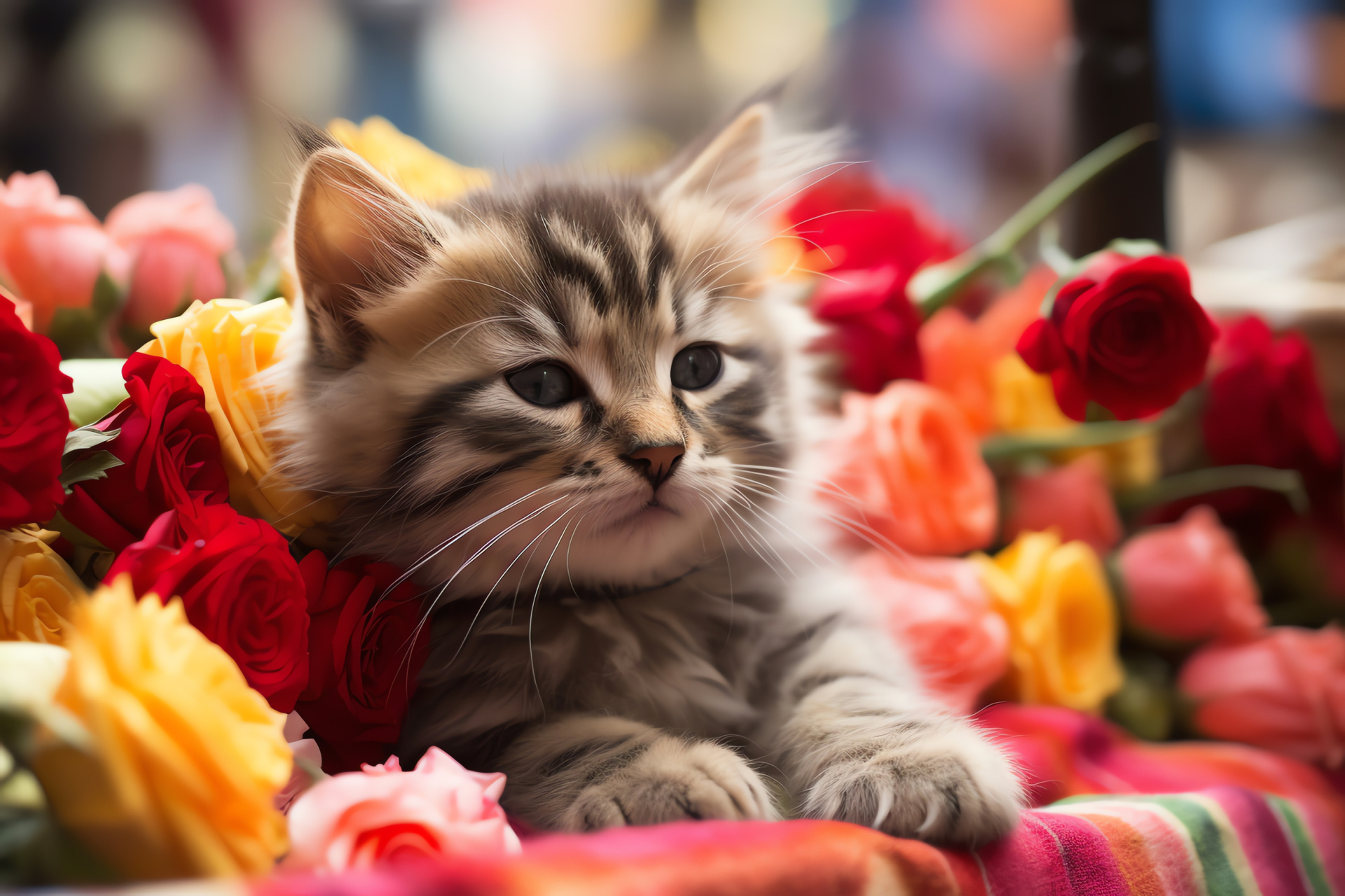 Valentine Kitten, Lively bazaar, Jazz the entertainer, Melodic performances, Blossoming displays, HD Desktop Wallpaper