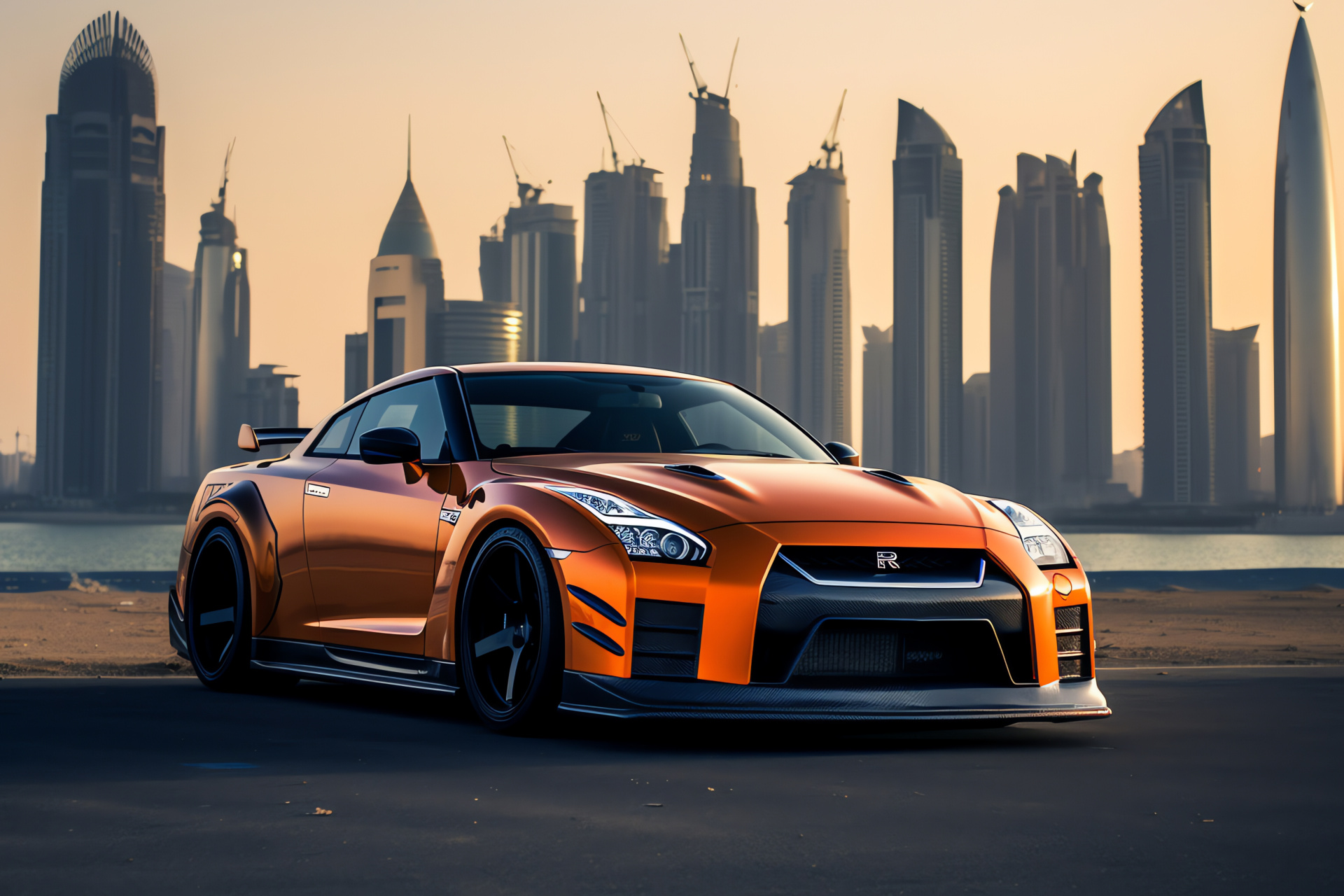 Veilside GT-R Dubai, Desert performance, Skyline silhouette, Turbocharged power, Middle Eastern landscape, HD Desktop Wallpaper