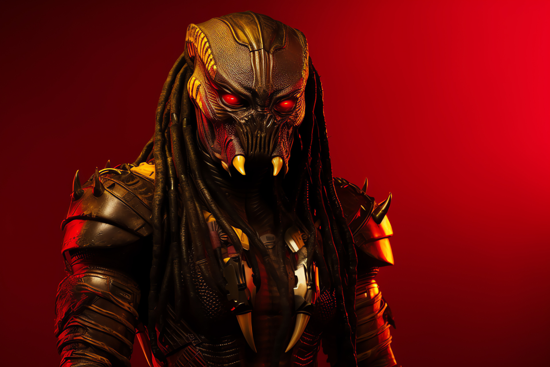 Yautja warrior, Formidable eyes, Alien determination, Strong predator, Dominant stature, HD Desktop Wallpaper