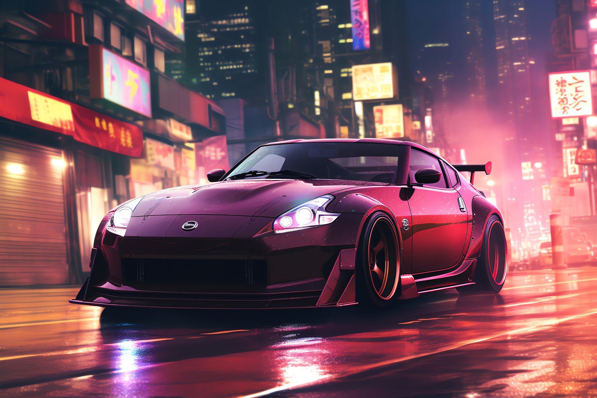 Nismo Fairlady Z, Tokyo nights, Famous model, Urban illumination, Iconic marque, HD Desktop Image