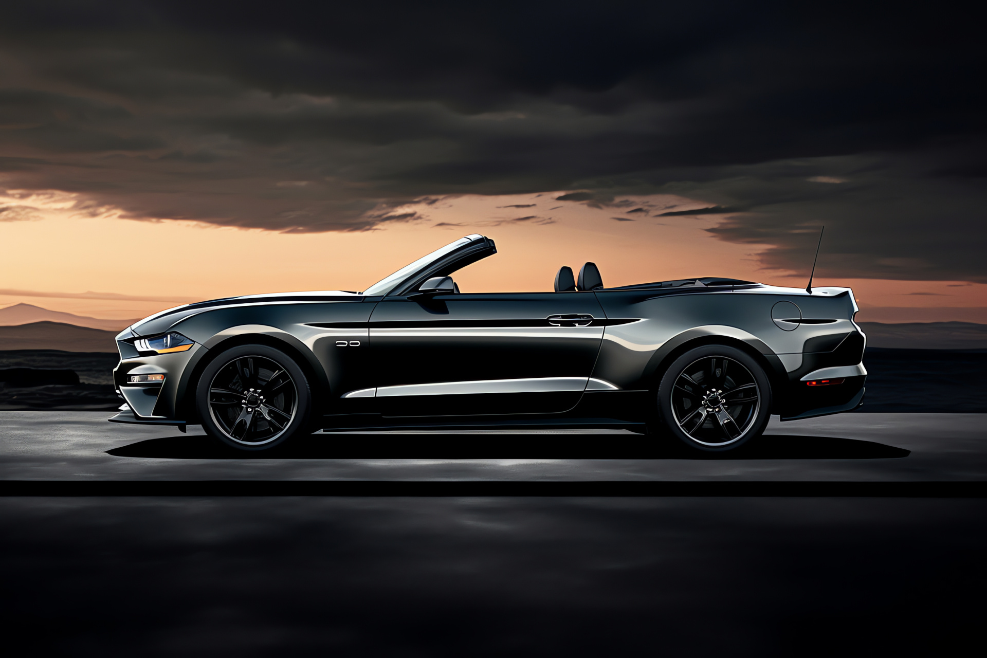 Bicolor Mustang contrast, Mustang flank view, Streamlined auto form, Dual-tone elegance, Automotive finesse, HD Desktop Image