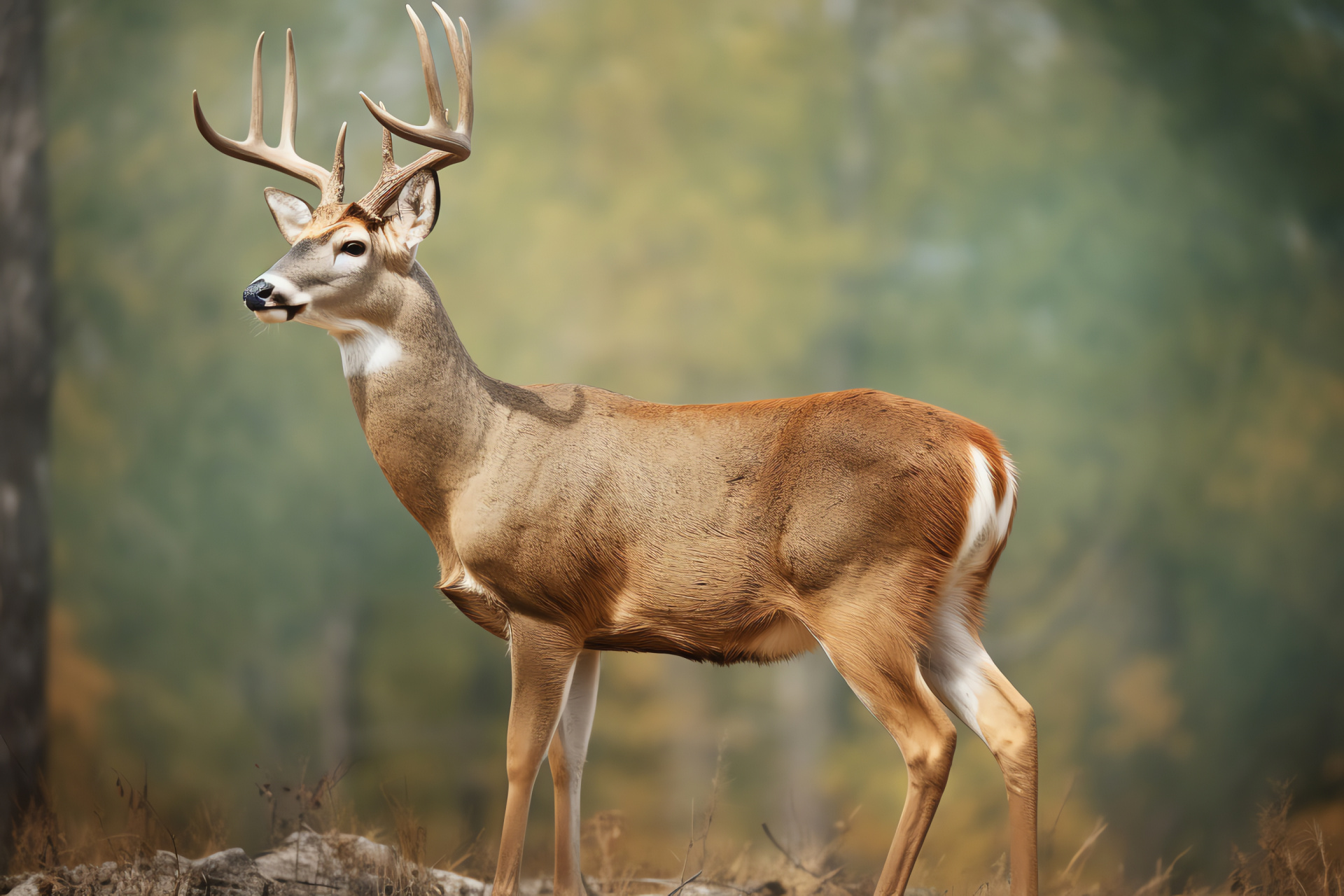 Whitetail Deer, Woodland creature, Serene environment, Wildlife closeup, Natural beauty, HD Desktop Image