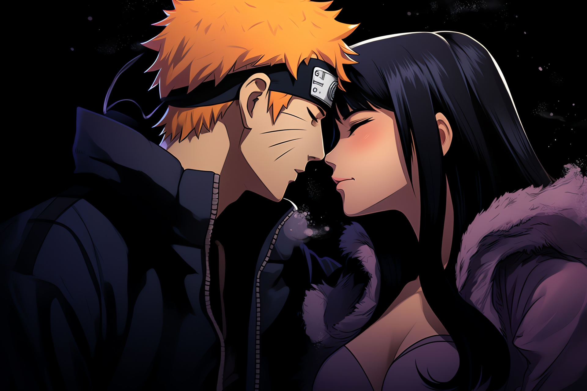 Naruto romance, Hinata moment, Tender embrace, Anime couple, Heartwarming narrative, HD Desktop Image