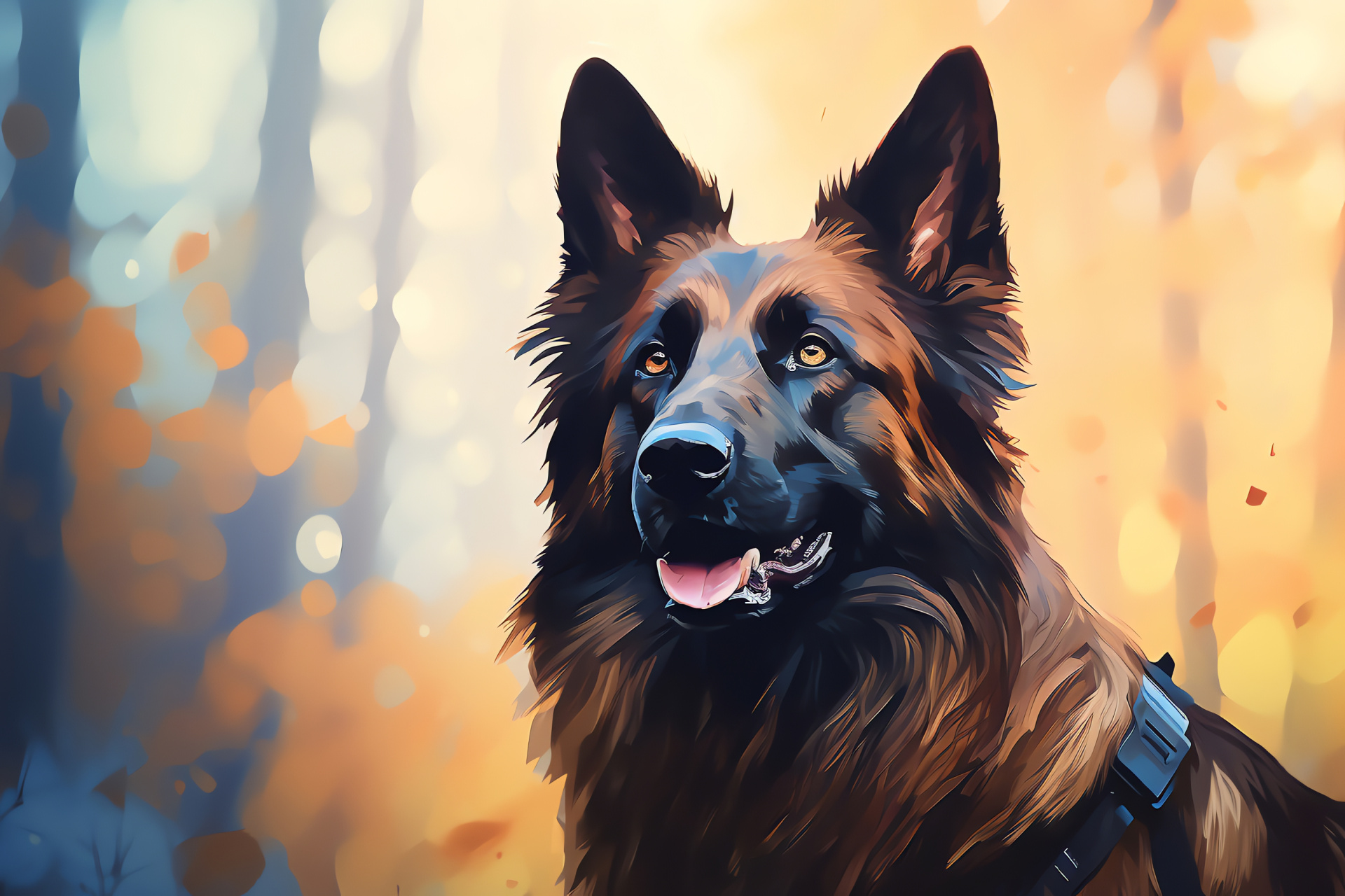 Belgian Tervuren breed, Police dog profile, Brown canine eyes, Silky furred lawkeeper, Mahogany-coated guardian, HD Desktop Wallpaper