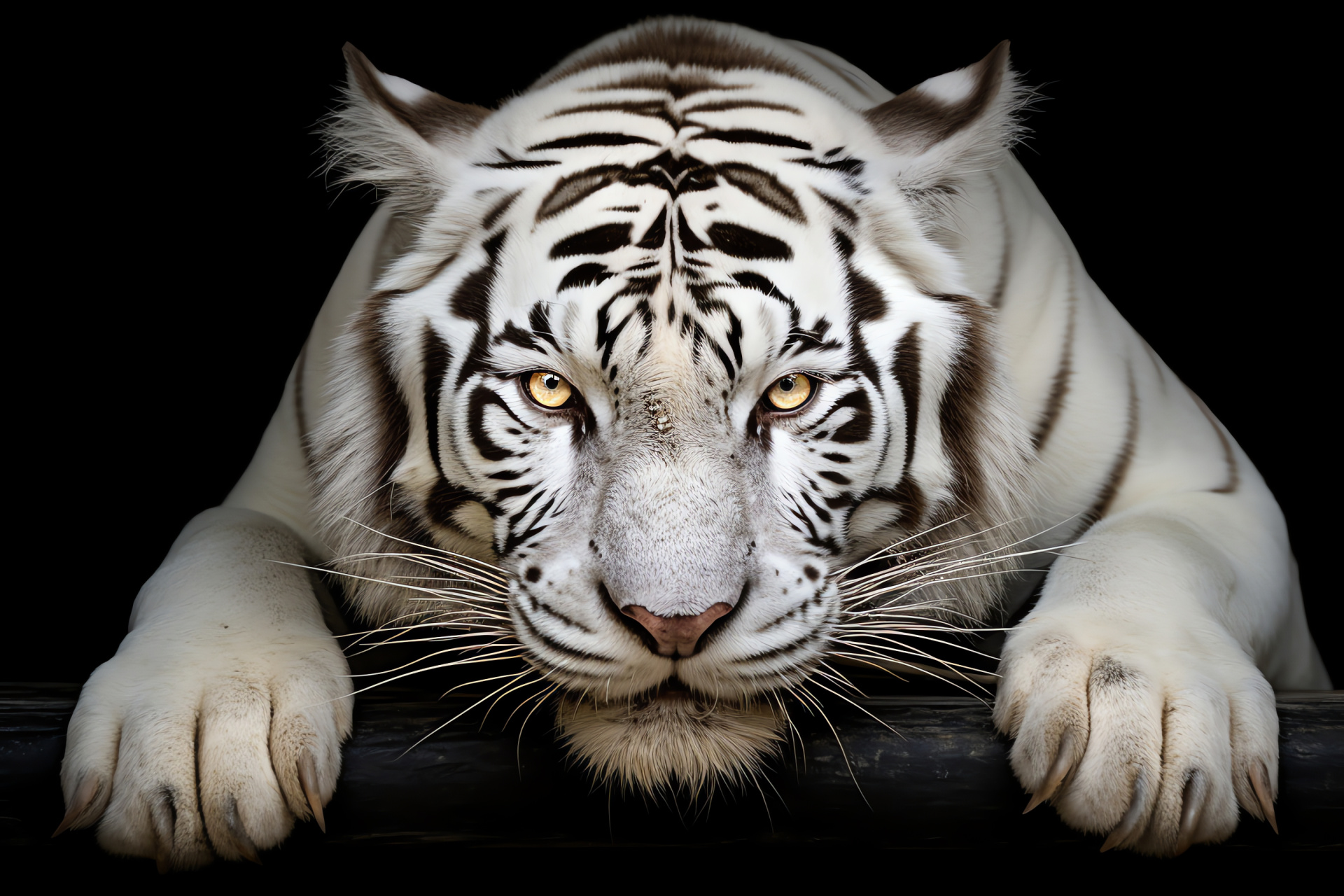 White Tiger, Feline predator, Rare species, Captivating animals, Majestic wildlife, HD Desktop Image
