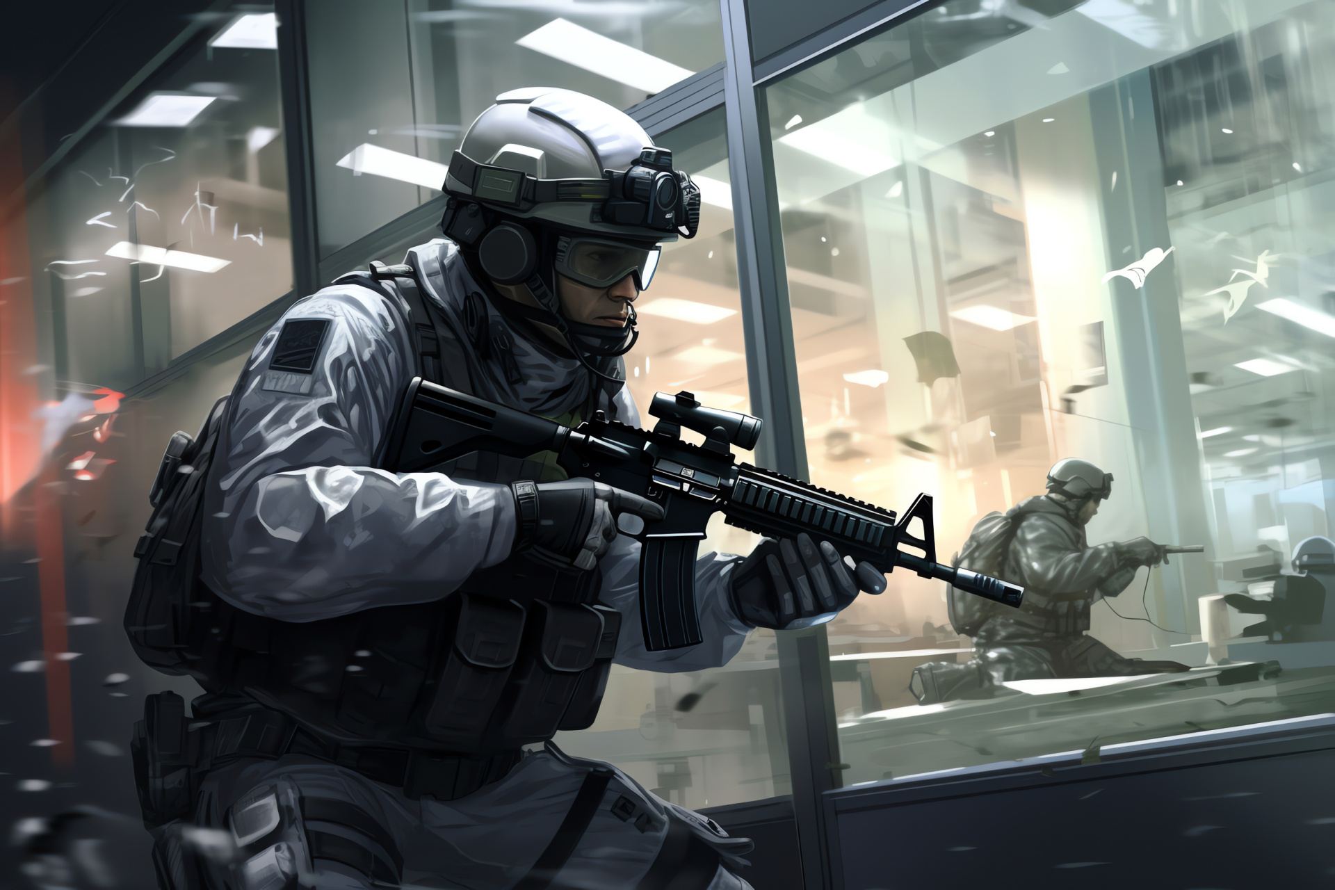 Mw2 gameplay, Special Ops unit, Soldier Frost, Tactical weaponry, Advanced research facility, HD Desktop Image