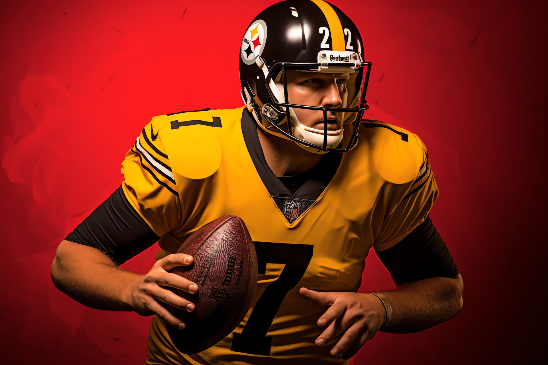 Ben Roethlisberger, Pittsburgh Steelers, NFL quarterback, concentrated look, strong will, HD Desktop Wallpaper