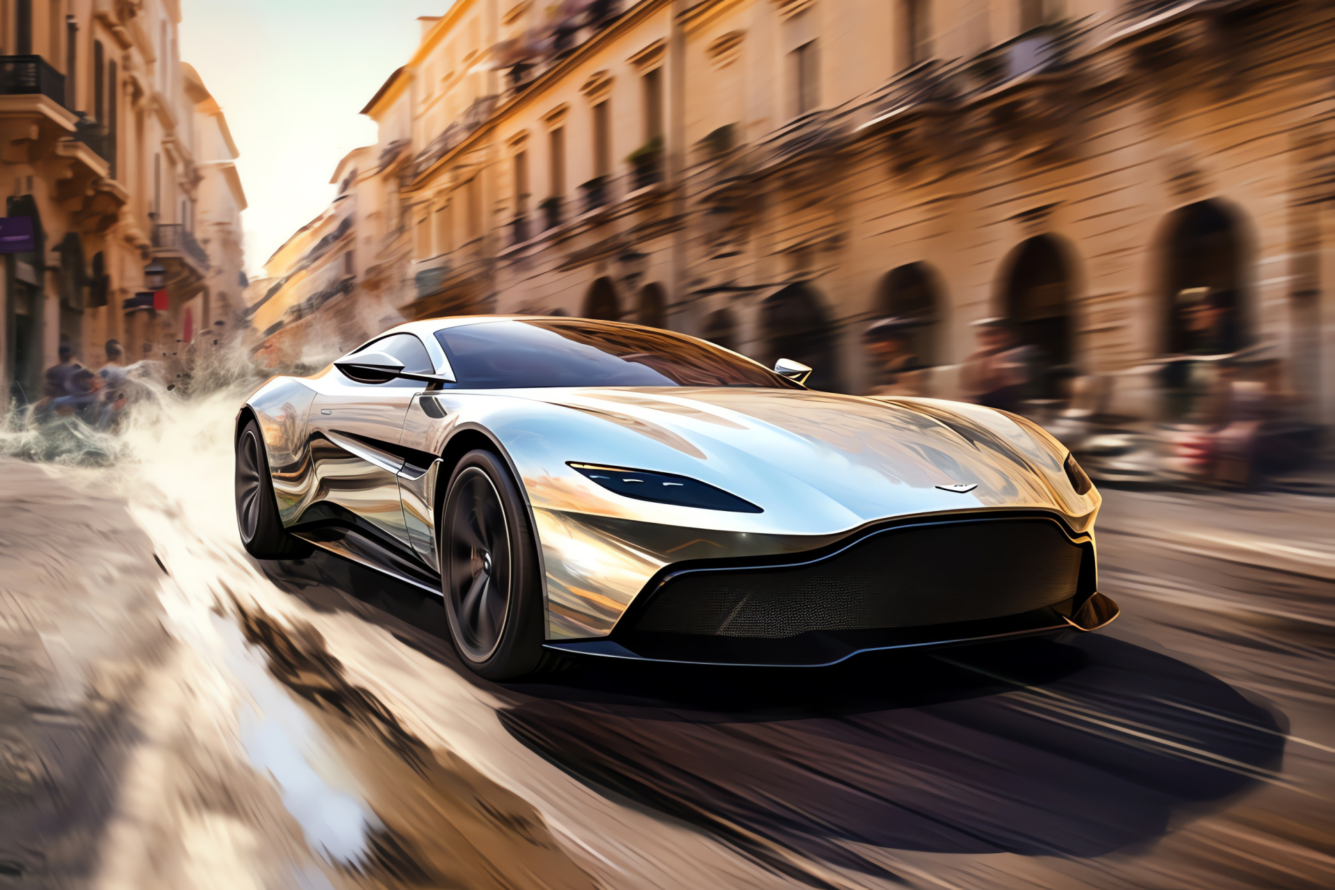 Spectre car chase, James Bond thriller, Sports car speed, Italian capital, Adrenaline-fueled pursuit, HD Desktop Image