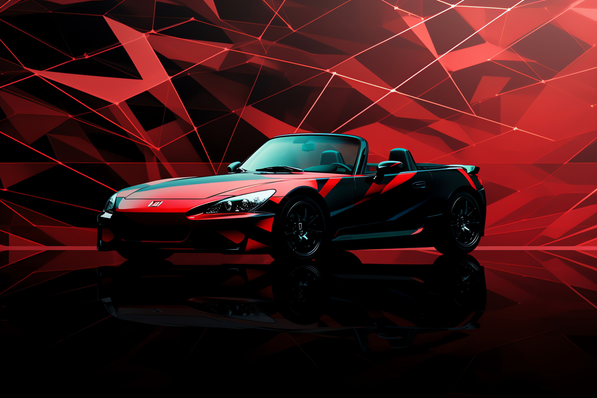 Honda S2000 CR, Side elegance, Geometric artistry, Crimson energy, Night sheen, HD Desktop Wallpaper