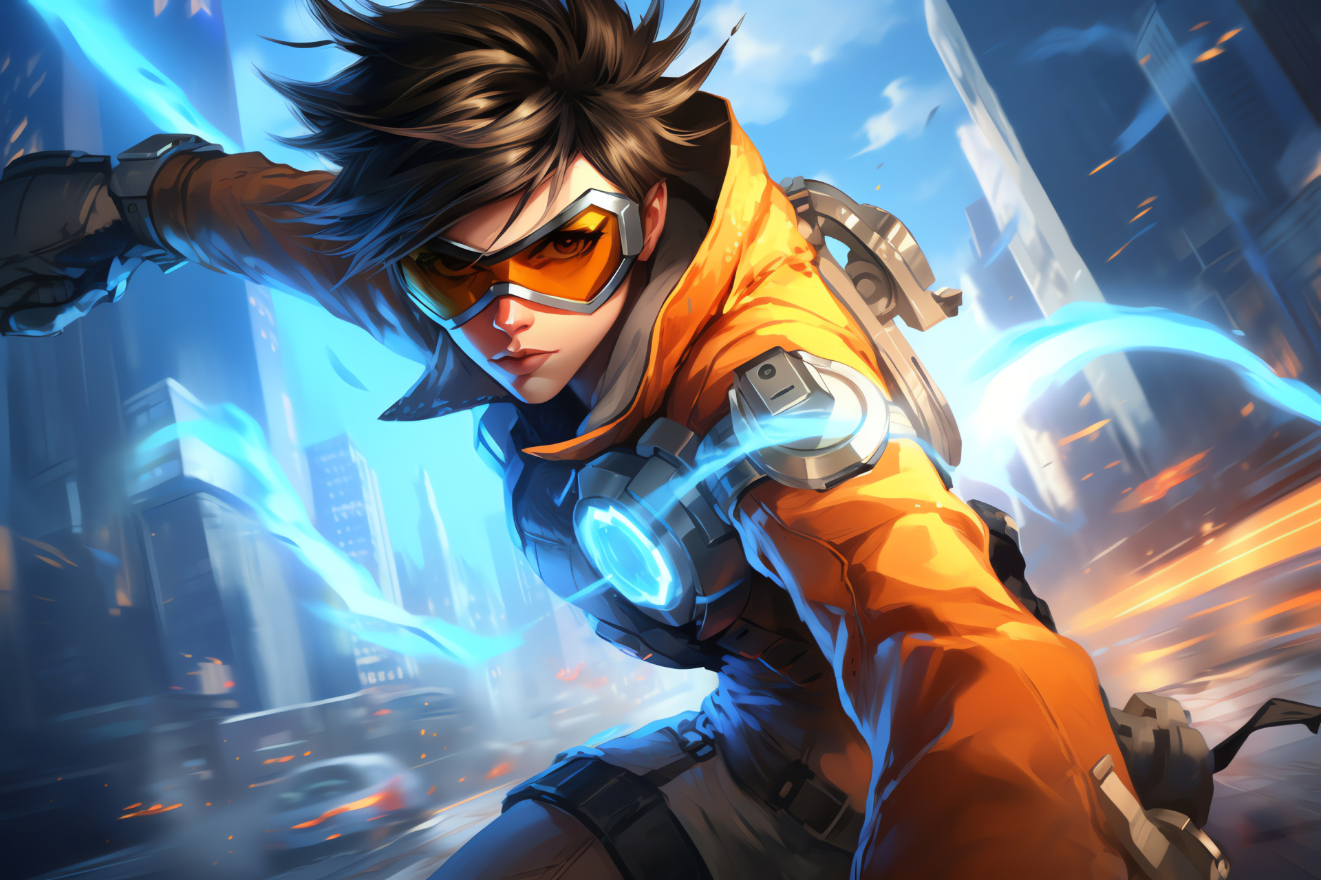 Heroic Tracer, Dynamic maneuvers, Time traveler, Gameplay, Sci-fi action, HD Desktop Wallpaper